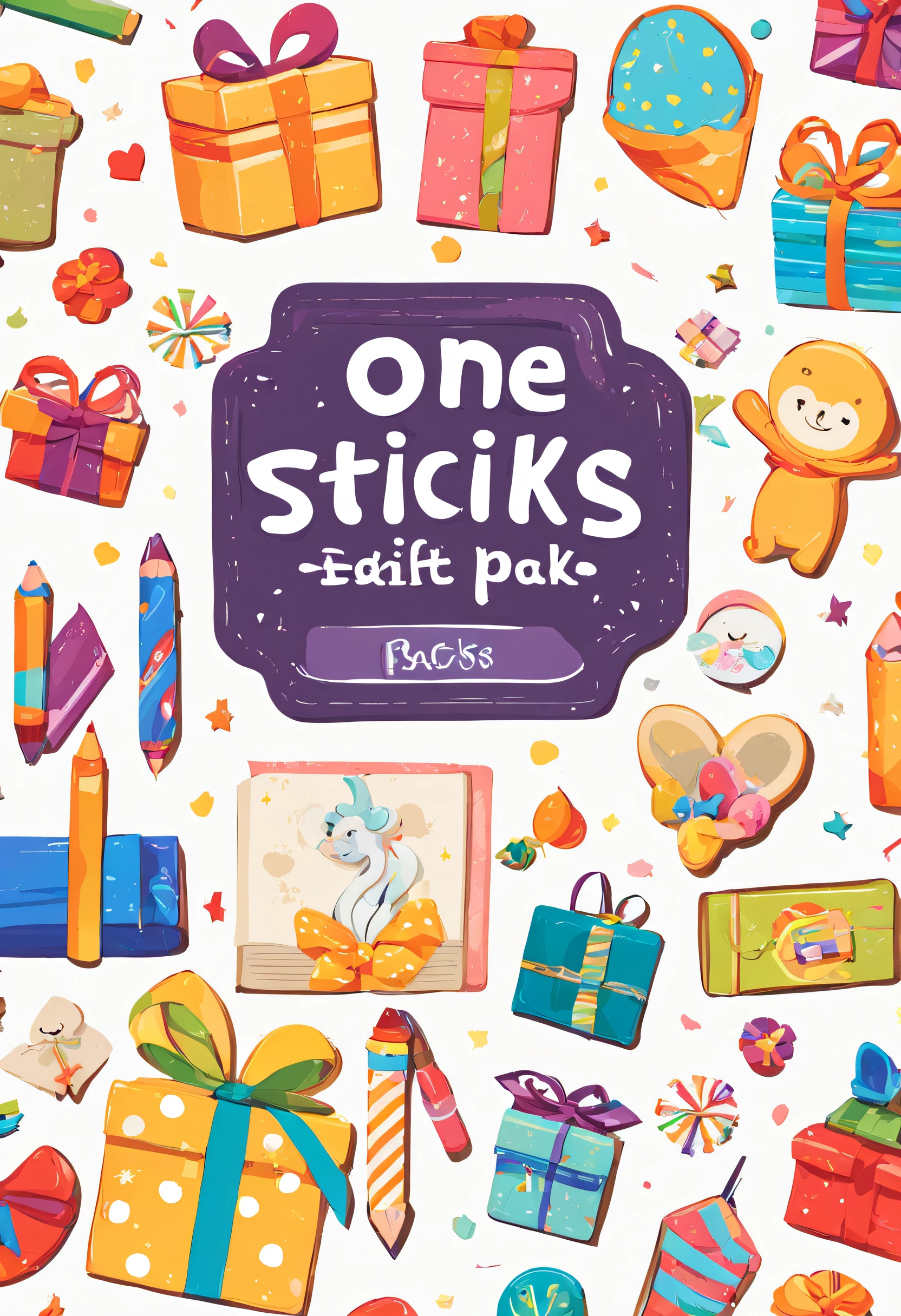 One sticker, Gift packs, streamer，nerds，pencil，
