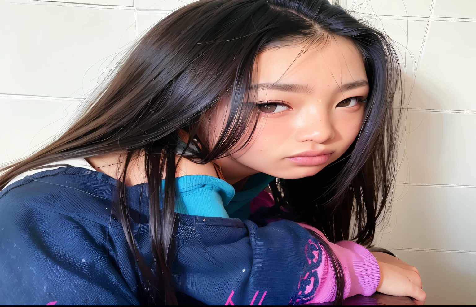 yazhou,(La mejor calidad:1.2),Ultra Highres,alta calidad,(realista, fotorrealista:1.4),1girl,solamente,Cabello largo,ojos negros,Parte superior del cuerpo,(paramento_espectador:1.2),Mirando al espectador,