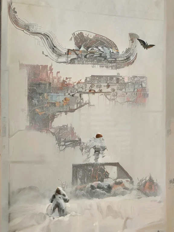 handpainted,illustration,serpent,butterfly back,road,dead person,house,Extreme darkness,halloween,Mountain and Sea Sutra
