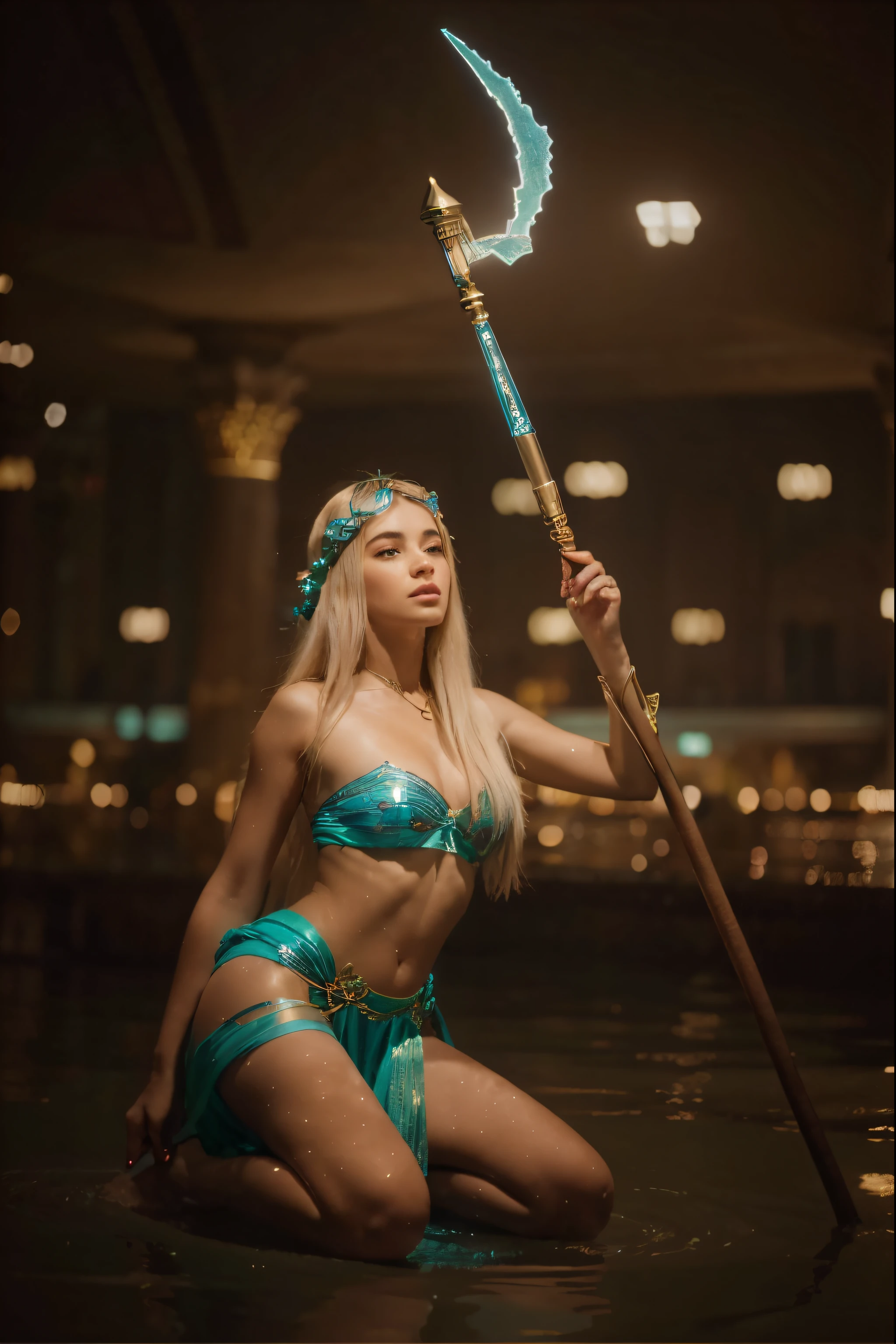 (Best quality, 8k, 32k, Masterpiece, UHD:1.2) "Transform the image into the mythical city of Atlantis as portrayed in 'Atlantis: The Lost Empire.' Envision a magnificent underwater cityscape featuring intricate architecture, glowing crystals, and advanced technology. Incorporate the majestic structures and underwater vistas that define the splendor of Atlantis. Use dynamic cinematic lighting techniques to illuminate the city with mesmerizing glows, highlighting the luminescent crystals, and creating a sense of depth and grandeur within the underwater metropolis. Capture the mystical allure and breathtaking beauty of Atlantis in a visually captivating composition."