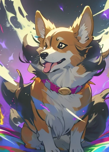 shinkai makoto, liquid otherworldly cool dreamy corgi, cuddly, arrogant, powerful, high fantasy, epic, cinematic, internal glow