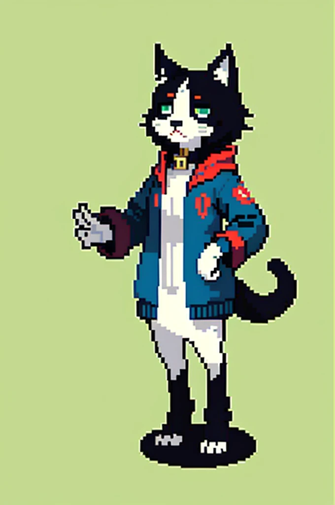 (Masterpiece, Best Quality, Best Quality), Pixel, Pixel Art, Cute Dog, 1 Cat, Full Body, Plain Background, Single Pet