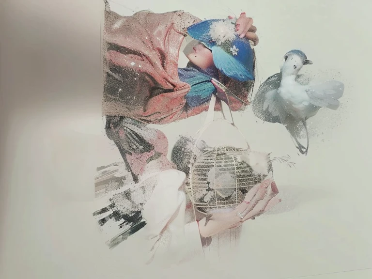 My work an illustration,The main storyline about a blind girl,Very closed inside,Like a bird trapped in a cage,So she has always been independent,Out of tune with others