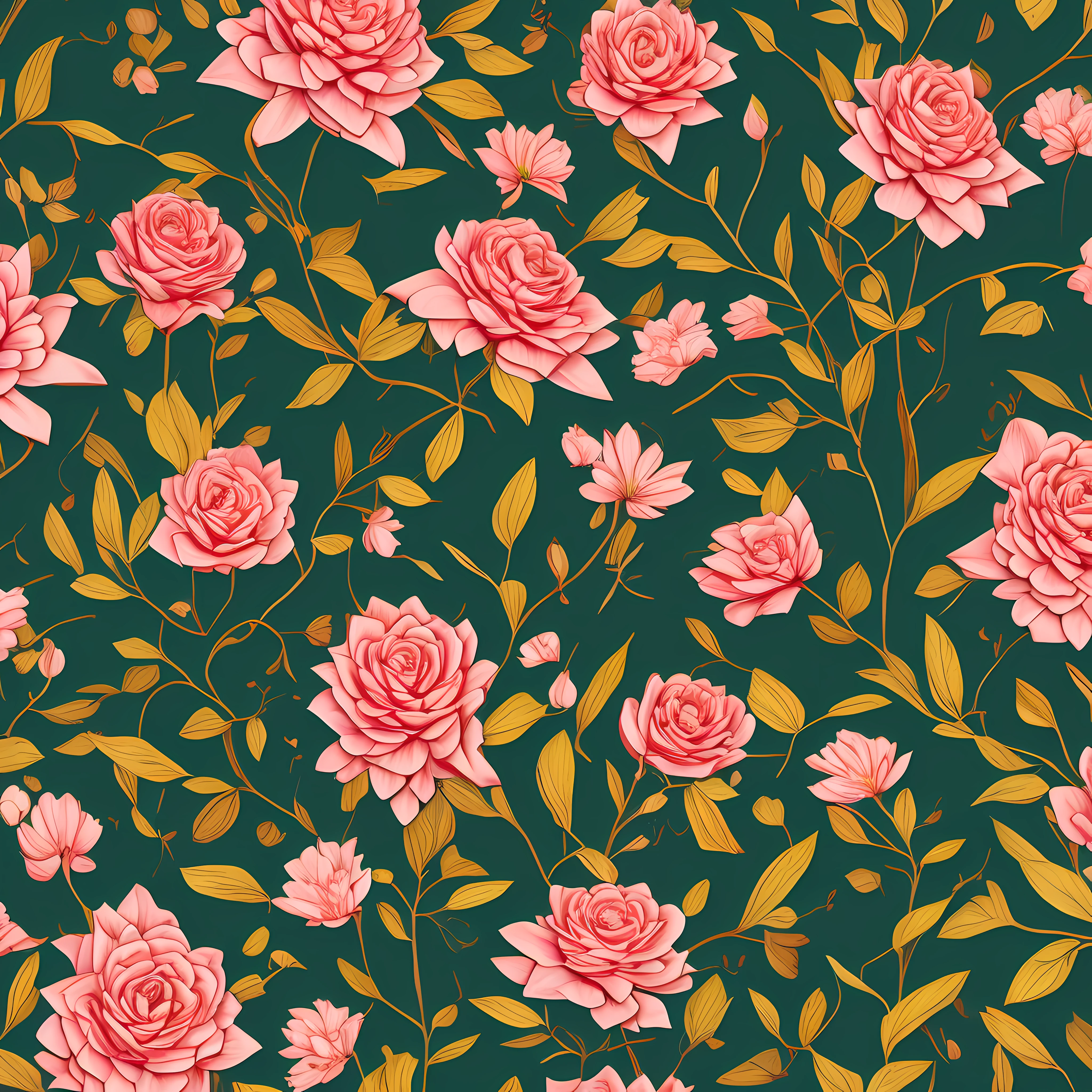 Textile Print Dimensions of Colombian Rose: 898x164 pixels.
Maximum number of colors: 5.
Key Buck Elements Colombian Roses and Leaves.
Colombian roses should be distributed in different zones.
Roses should have different positions, shape, and size to increase visual variety...
Make sure the colors are clear and not blended into the gradient.
You can use thin, Clear lines highlight the outlines of flowers and leaves. Highly detailed digital illustration, detailed digital illustration, Ultra-detailed color art 8K, k hd