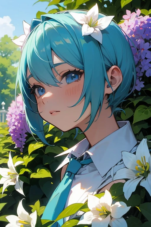 miku hatsune，English Garden，Campanula，Near the face，perennial，