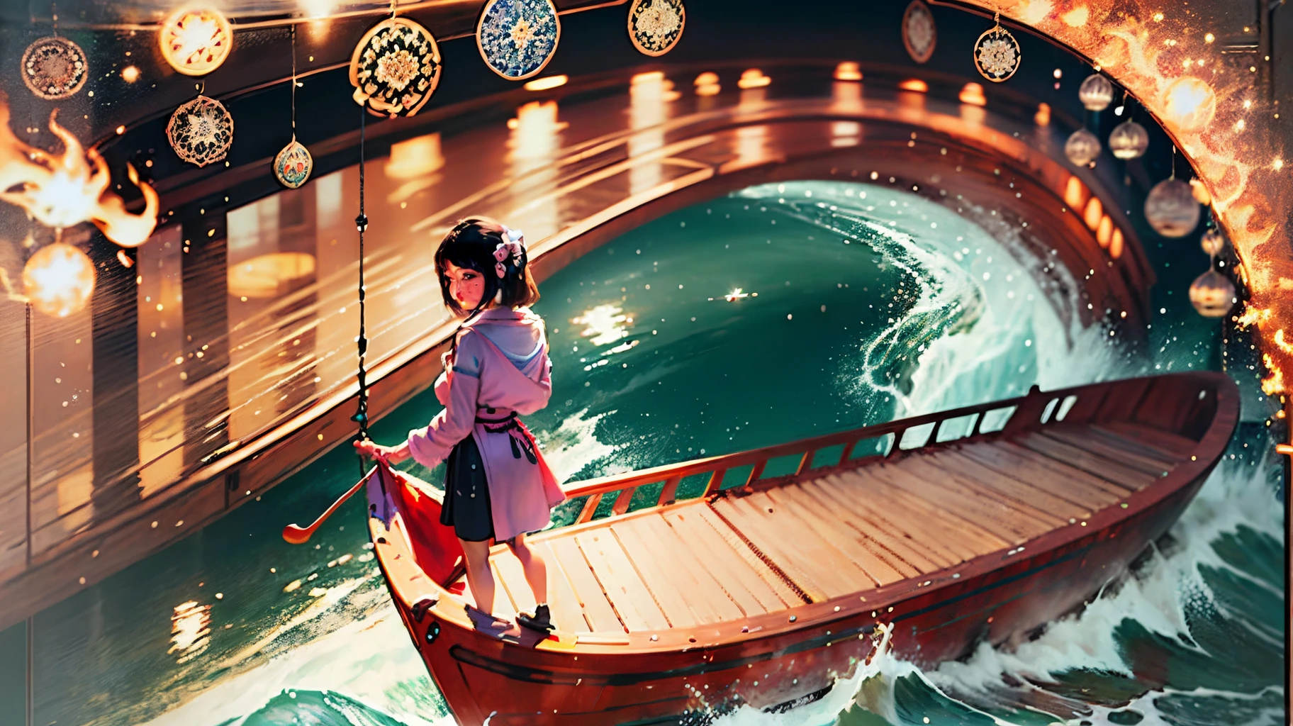 /illustration /surreal /vibrant /colorful /Klimt /style /ship /maritime /energetic /Chinoiserie --auto --s2