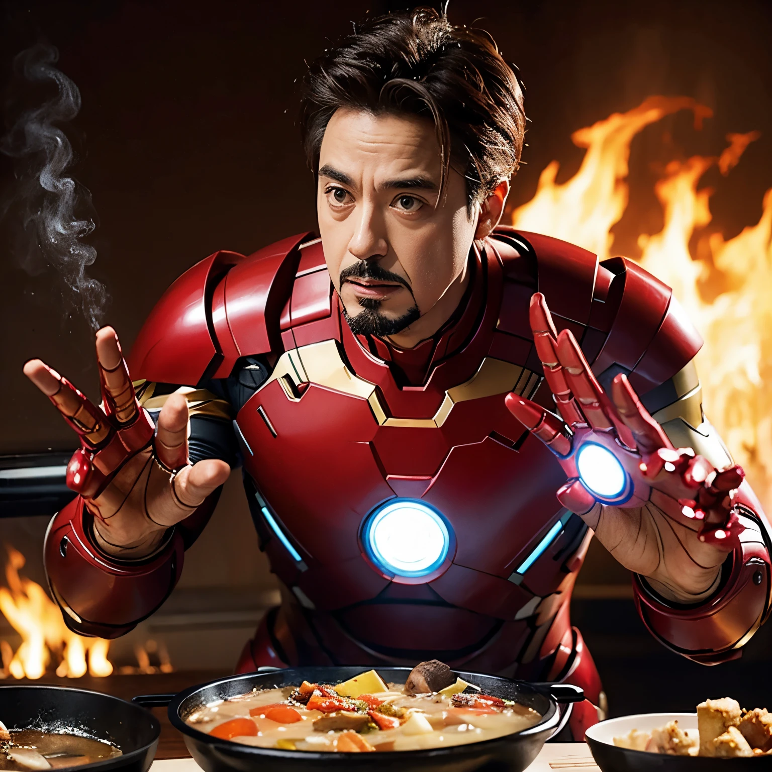 Iron Man eats hot pot