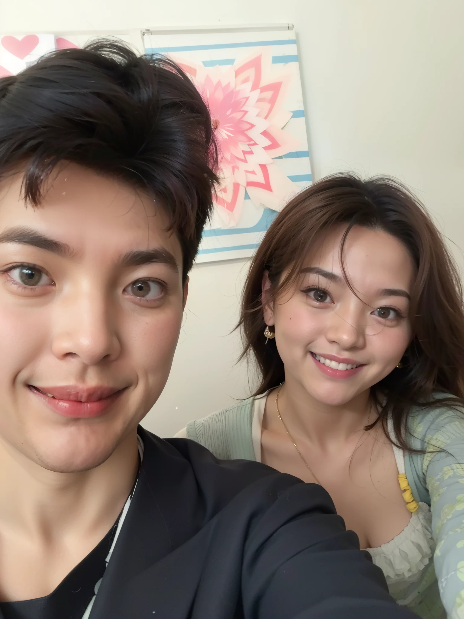 there a man and woman smiling for a picture together, in love selfie, tyler edlin and natasha tan, with her long, selfie, with wart, selfie photo, happy couple, help me, selfie shot straight on angle, picture, roomies, a picture, long distance photo, couple, lovely couple, jordan grimmer and natasha tan