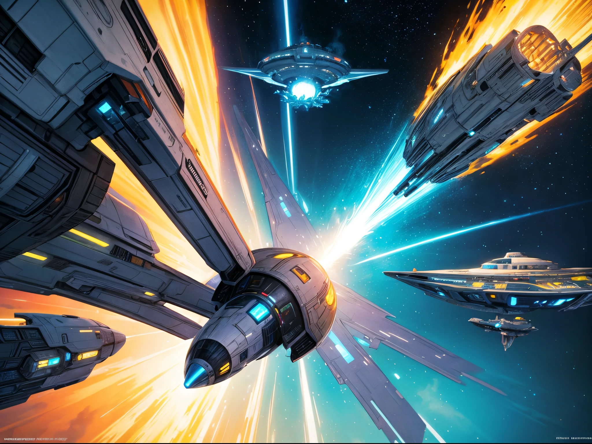 Envision the iconic "Star Trek: The Original Series" characters exploring distant planets in a sleek and futuristic spaceship. Draw inspiration from the sci-fi art of Chris Foss or Ralph McQuarrie. enormous tits