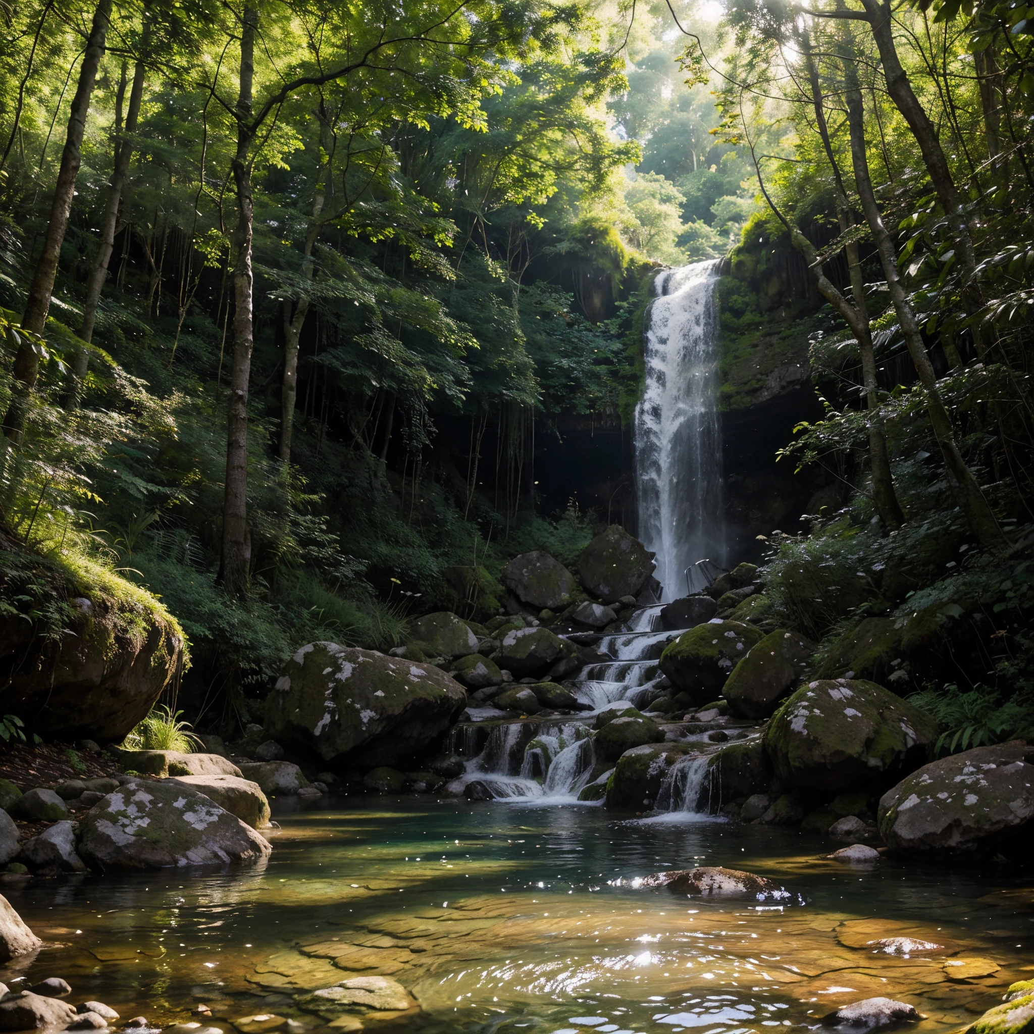 Hidden amidst a lush forest, these natural hot springs are a serene oasis waiting to be discovered. The crystal-clear waters cascade down smooth rocks, surrounded by vibrant greenery and delicate wildflowers. In this breathtaking photograph, every detail is captured with utmost precision, enhancing the tranquil atmosphere. The sunlight filters through the dense canopy, illuminating the steam rising from the warm pools, creating a mesmerizing scene of pure bliss.