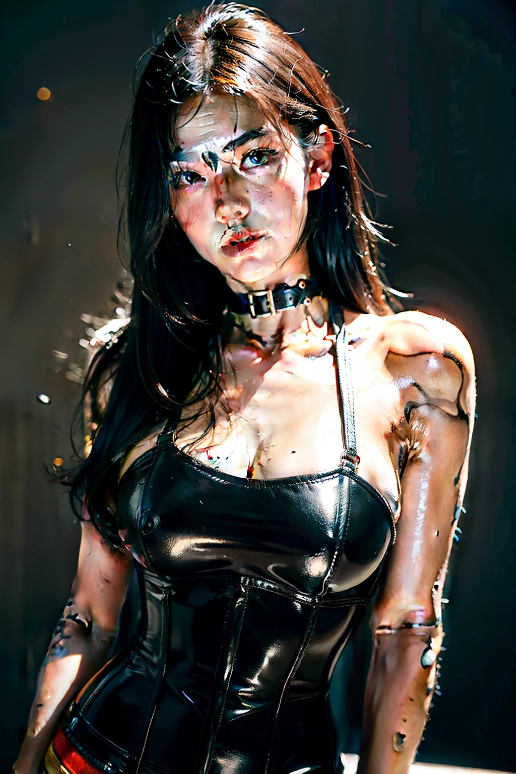 BDSM,slave,Rubber,Black Corset,Bondage,Collar,NSFW,((Best Quality, 8k, Masterpiece:1.3))), Crisp Focus: 1.2, (Layer Cut, Big breasts:1.2),Beautiful Woman with Perfect Figure: 1.4, Slender Abs:1.2, Wet Body:1.5, Highly Detailed Face and Skin Texture, Detailed Eyes, Double Eyelids, Long Hair