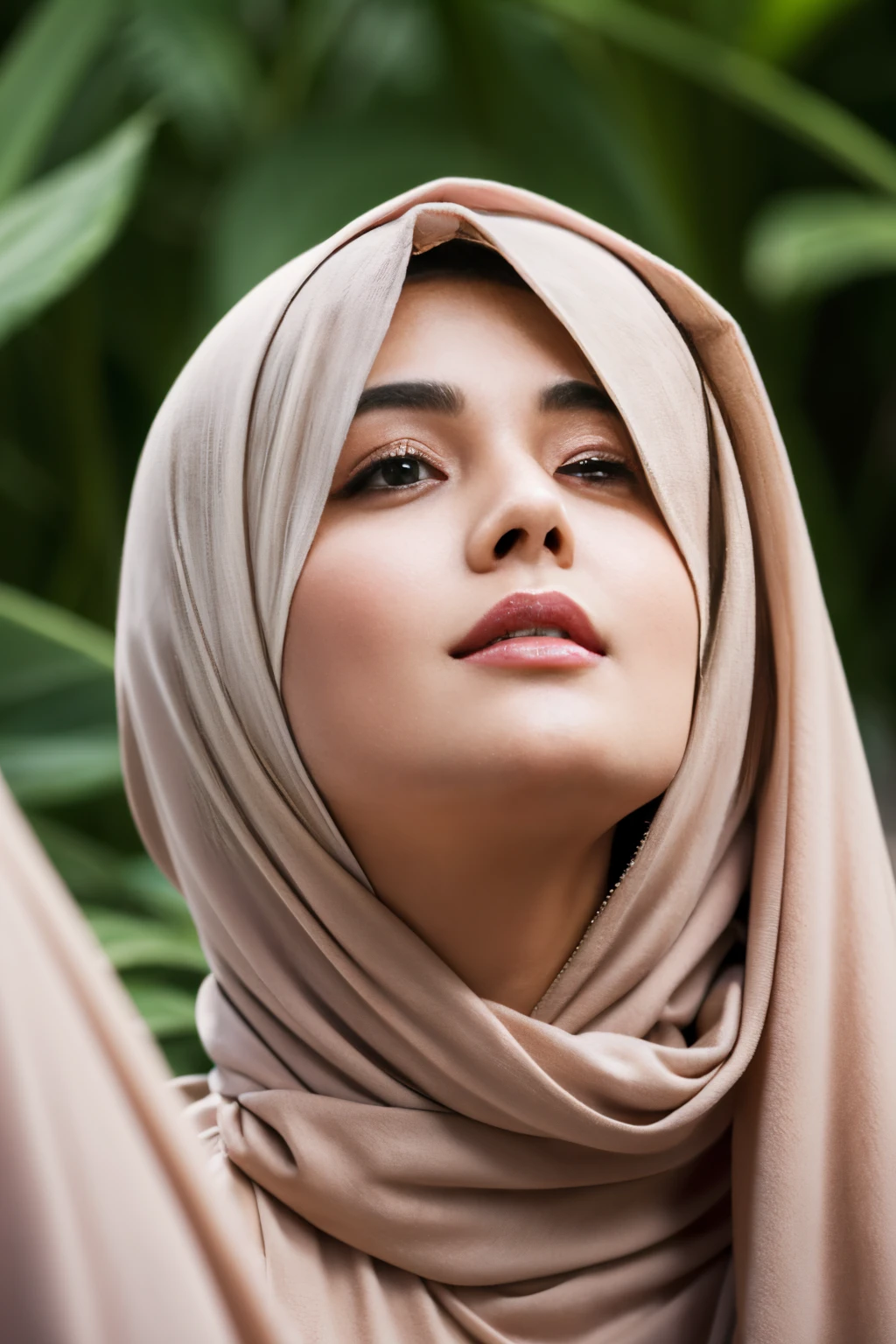 intricate, top-quality,Beautiful detailed hijabi,Bewitching face,(((kerala))) model,long lashes,Detailed details,Colossal tits,sideboobs,stares at the camera