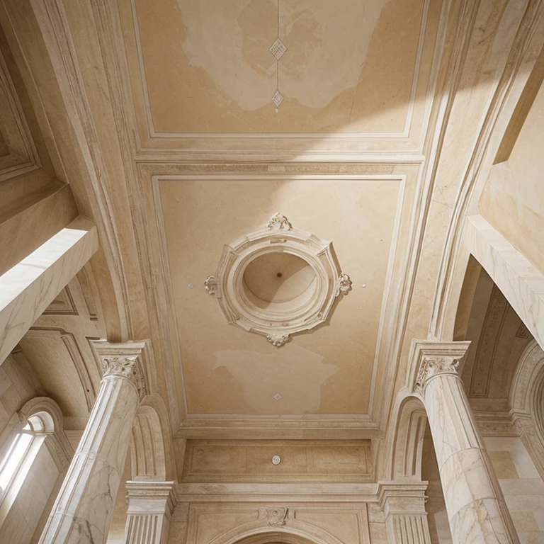 French architecture, ceiling, marble, fancy designs, white, brown, clipart
