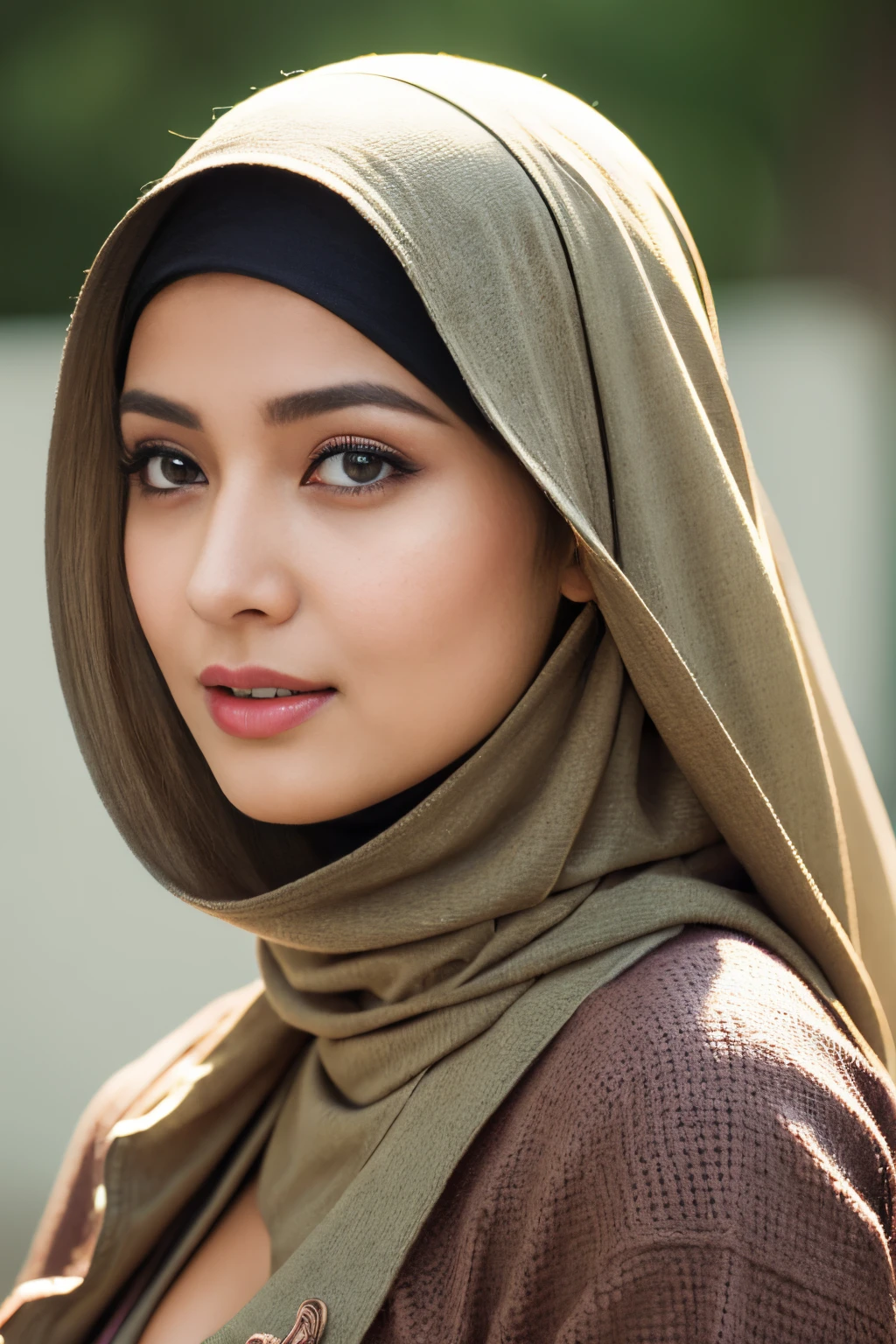 intricate, top-quality,Beautiful detailed hijabi,Bewitching face,(((kerala)))  model,long lashes,Detailed details,Colossal tits,sideboobs,stares at the camera