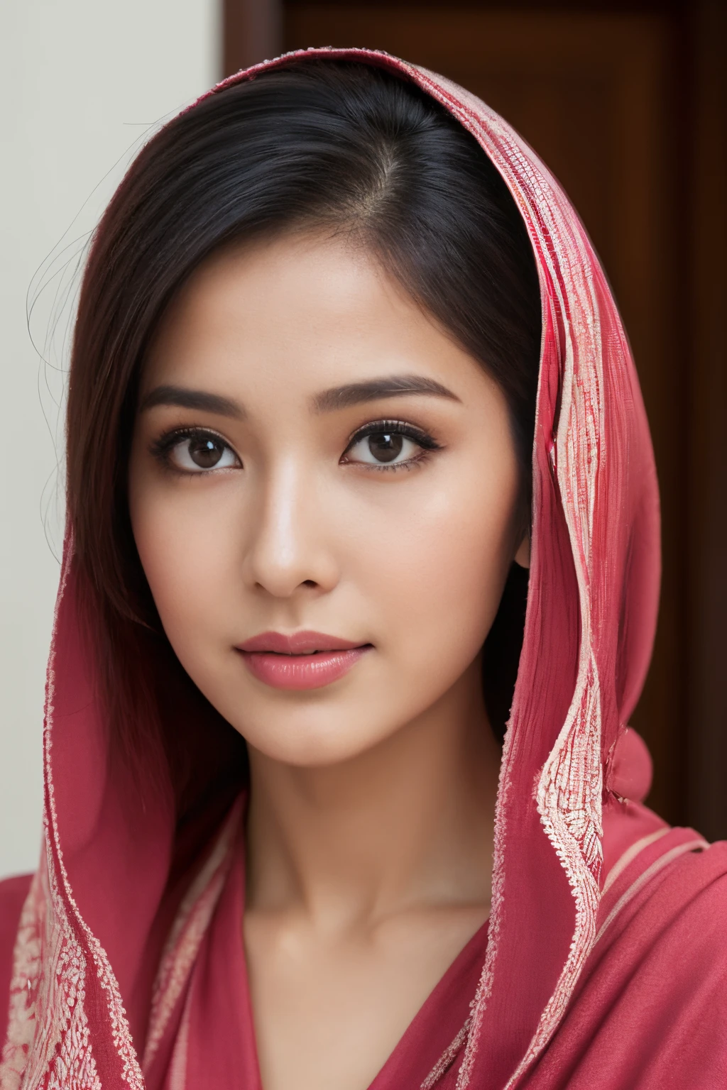 intricate, top-quality,Beautiful detailed hijabi,Bewitching face,(((kerala))) model,long lashes,Detailed details,Colossal tits,sideboobs,stares at the camera