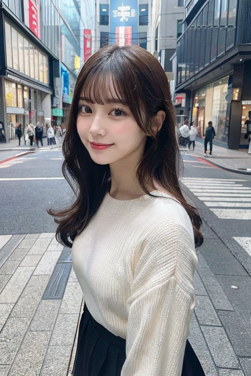 masutepiece, Best Quality, Illustration, Ultra-detailed, finely detail, hight resolution, 8K Wallpaper, Perfect dynamic composition, Beautiful detailed eyes, Medium Hair, Natural Color Lip, Random Poses,Smile,Aoyama Street Walk、20 years girl, 8K,RAW photogr,best qualtiy,tmasterpiece,(realisticlying,Photorealsitic:1.37),(look at the audience:1.331),posing in the,Street Tokyo,tome#39;I'm the only girl