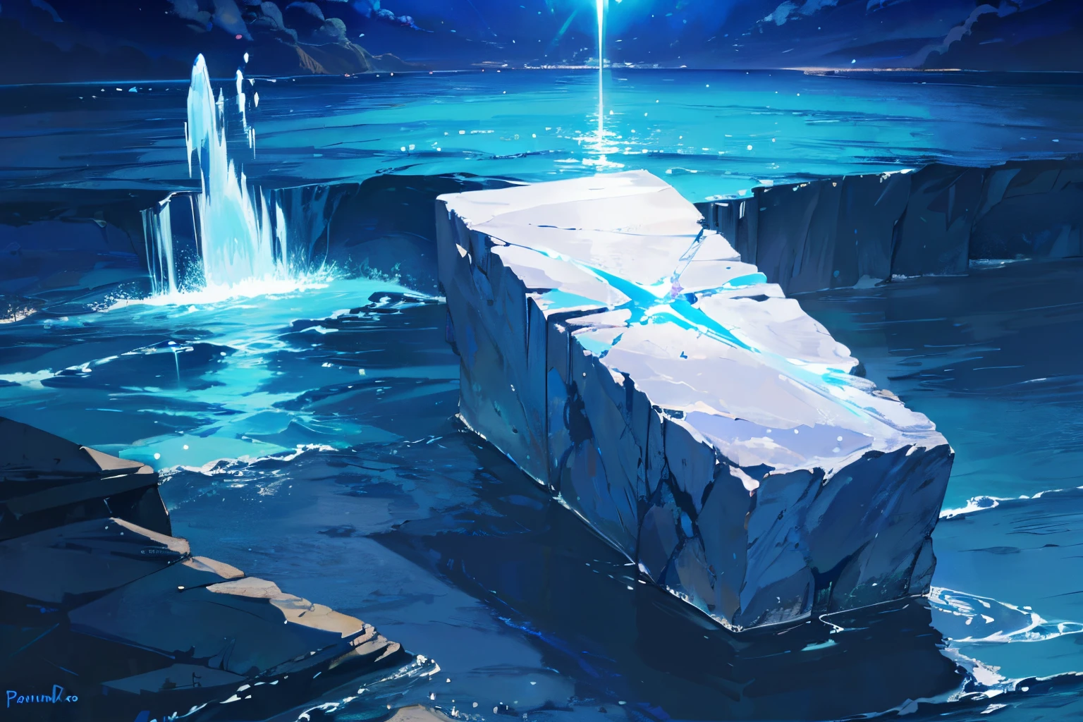 hermoso fondo de anime, fomdo oscuro, profundo, azul negro, azul, mar, agua, hermoso, grande,