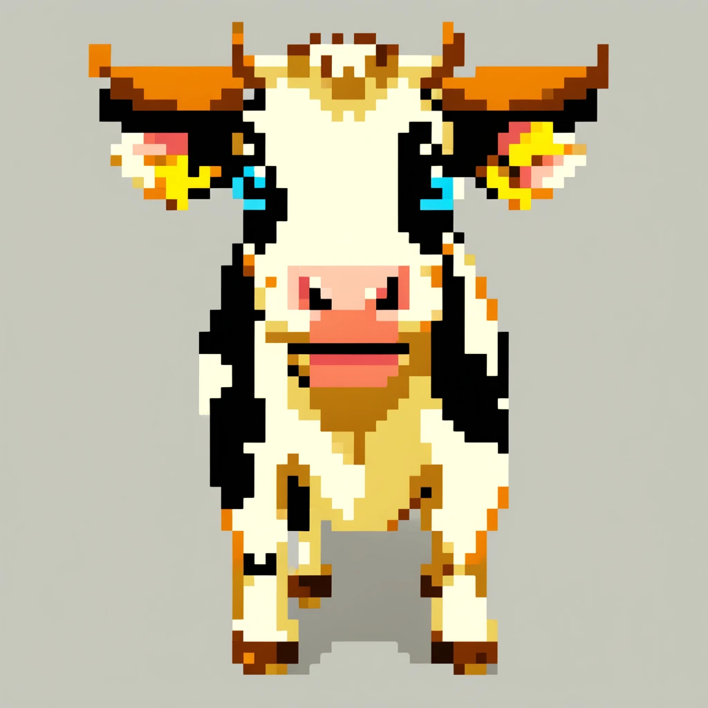 A cute cow, pixel art, PixArFK,