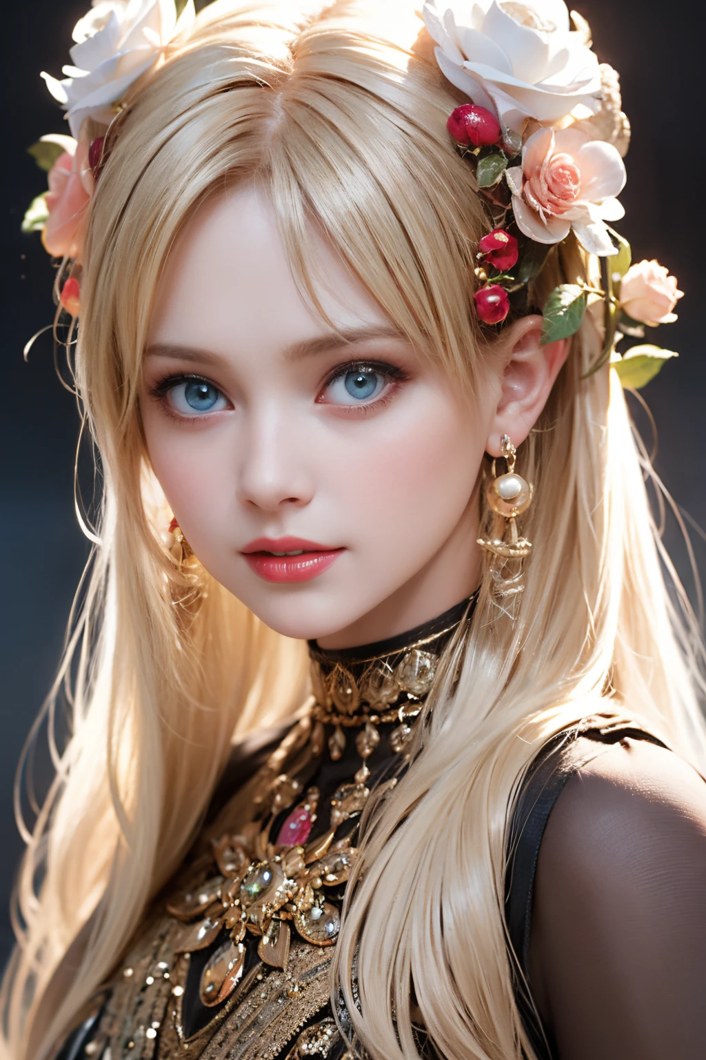 Highest Quality, Highest image quality, RAW Photos, Realistic, Photorealsitic, ultra detailed and beautiful, highest details, 1ung girls, good-looking, Beautiful fair skin and luster, Beautiful eyes are big and bright, Small mouth and thin lips, hijabi, Goodness of style and slenderneseautiful big breasts:1.3), She has a cheerful personality and a cute smile......, Natural makeup, Pearl Pin Cripantasy see-through costume with cute details and wide breasts:1.5), Cu, beautiful girl illuminated by seven colors of light, Irridescent color,