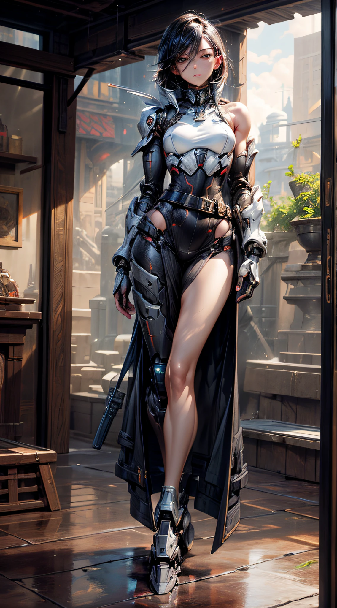 Gary Frank, Rita Kernn-Larsen, Surreal, mysterious, strange, fantastical, fantasy, Sci-fi, Japanese anime, mechanical moon, mechanism, machine age beautiful girl, perfect voluminous body, detailed masterpiece 