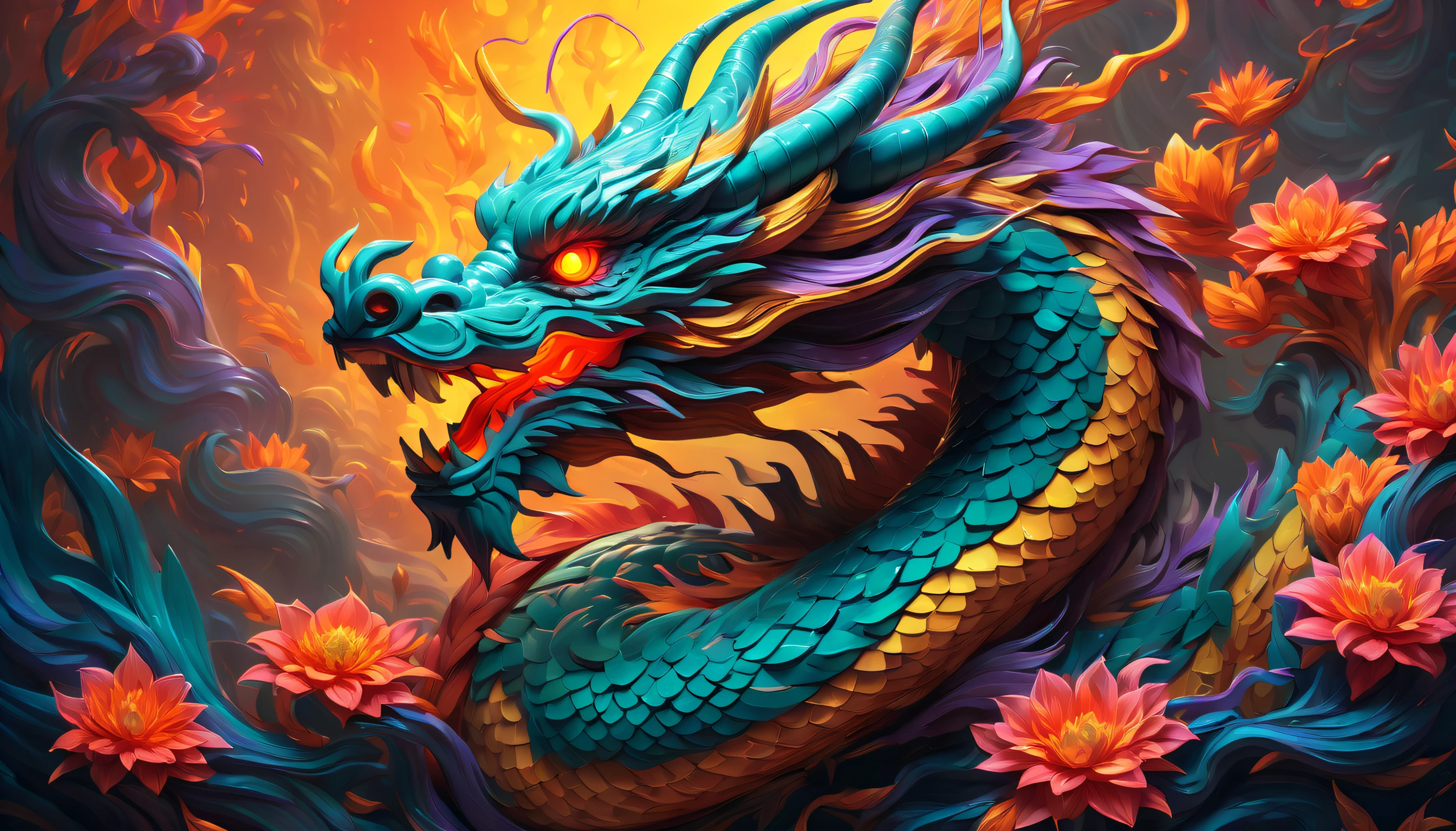 Visually captivating with descriptive and detailed depictions of non-Newtonian fluids and awe-inspiring Chinese dragons and girls。, (((Radiosity rendered in stunning 32K resolution:1.3))),All captured with sharp focus, Unparalleled sharpness and clarity, (((Radiosity rendered in astonishing 32K resolution:1.3))), Highest Quality, hightquality, Imagine a visually striking illustration of a Chinese dragon, Creative flowers with neon brush strokes and a subtle matte finish. Very beautifully、Unique and diverse drawing styles, Color Style A perfect blend of steampunk and dark fantasy rich colors, Beautiful shiny texture, A style that combines science fiction and dark fantasy, The essence of military weapons and future technology, Mesmerizing levels of complexity and precision, High-definition beauty at the pixel level, elaboration shading, Attention to the most intricate details. Elegant strokes with a variety of touches and dynamics, Mysterious brushstrokes and a matte finish, Amazing depiction of highly detailed quality, A breathtakingly beautiful masterpiece, A breathtakingly beautiful masterpiece,