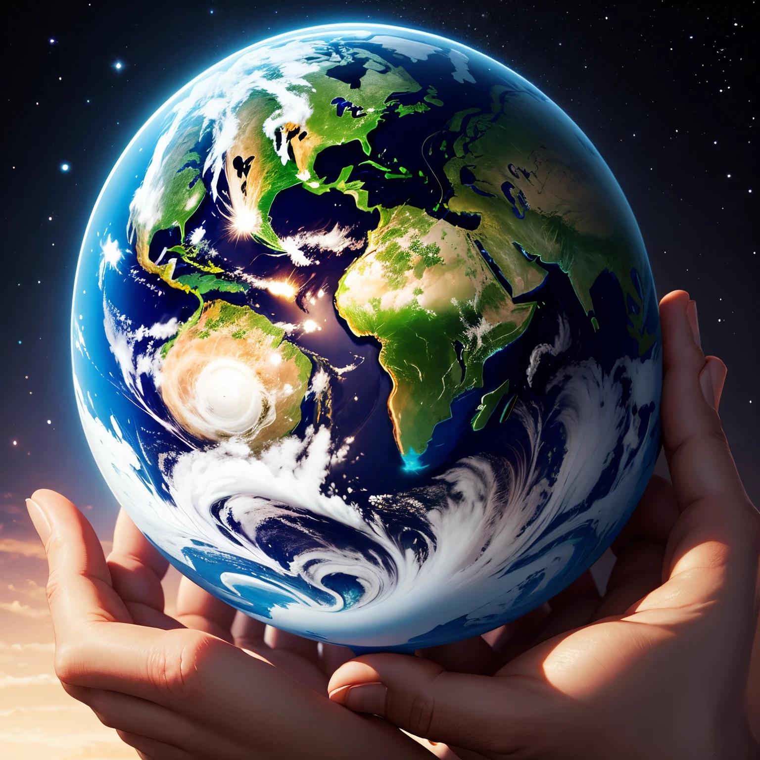 The Earth in a hands