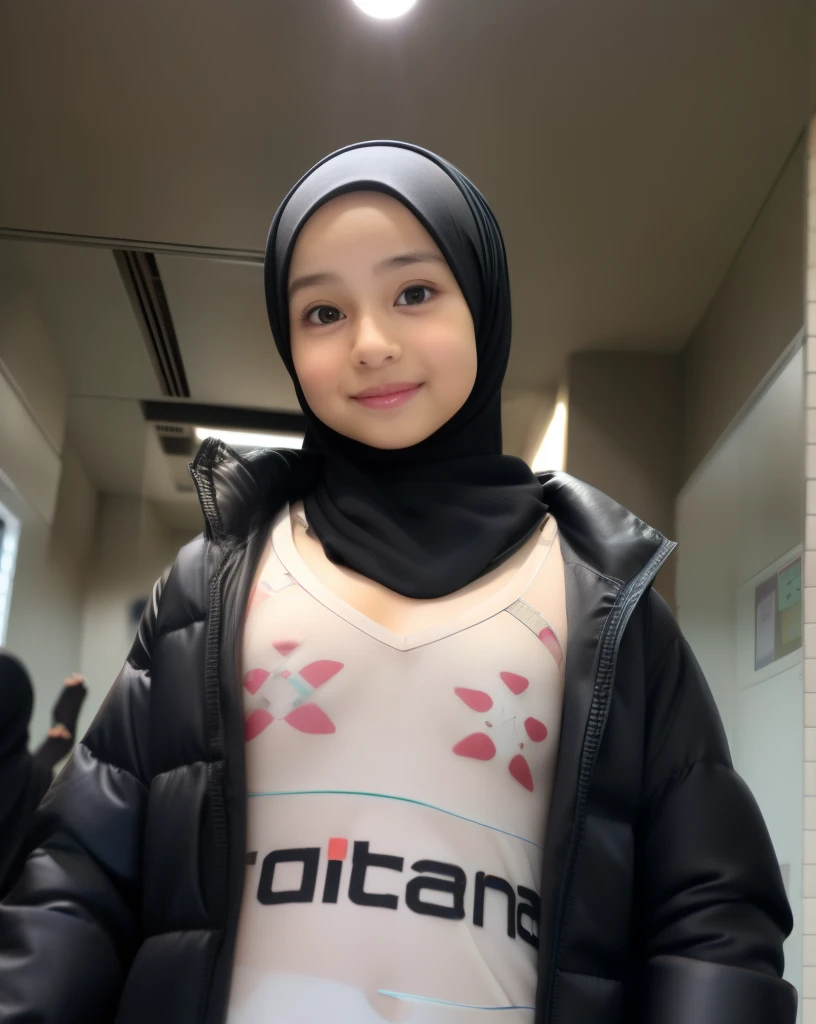 (((HIJAB MALAY GIRL))), masutepiece, High quality, UHD 32K, Realistic face, Realistic skin feeling , A Japanese Lady, 8 , Little Giry cute and baby-like face, (((FLAT CHEST))), (MATRIX WORLD), ((look In front  at the camera and OPEN YOUR MOUTH)), (((LITTLE GIRL))), (((CUTE GIRL))), ((NIPPLES)).