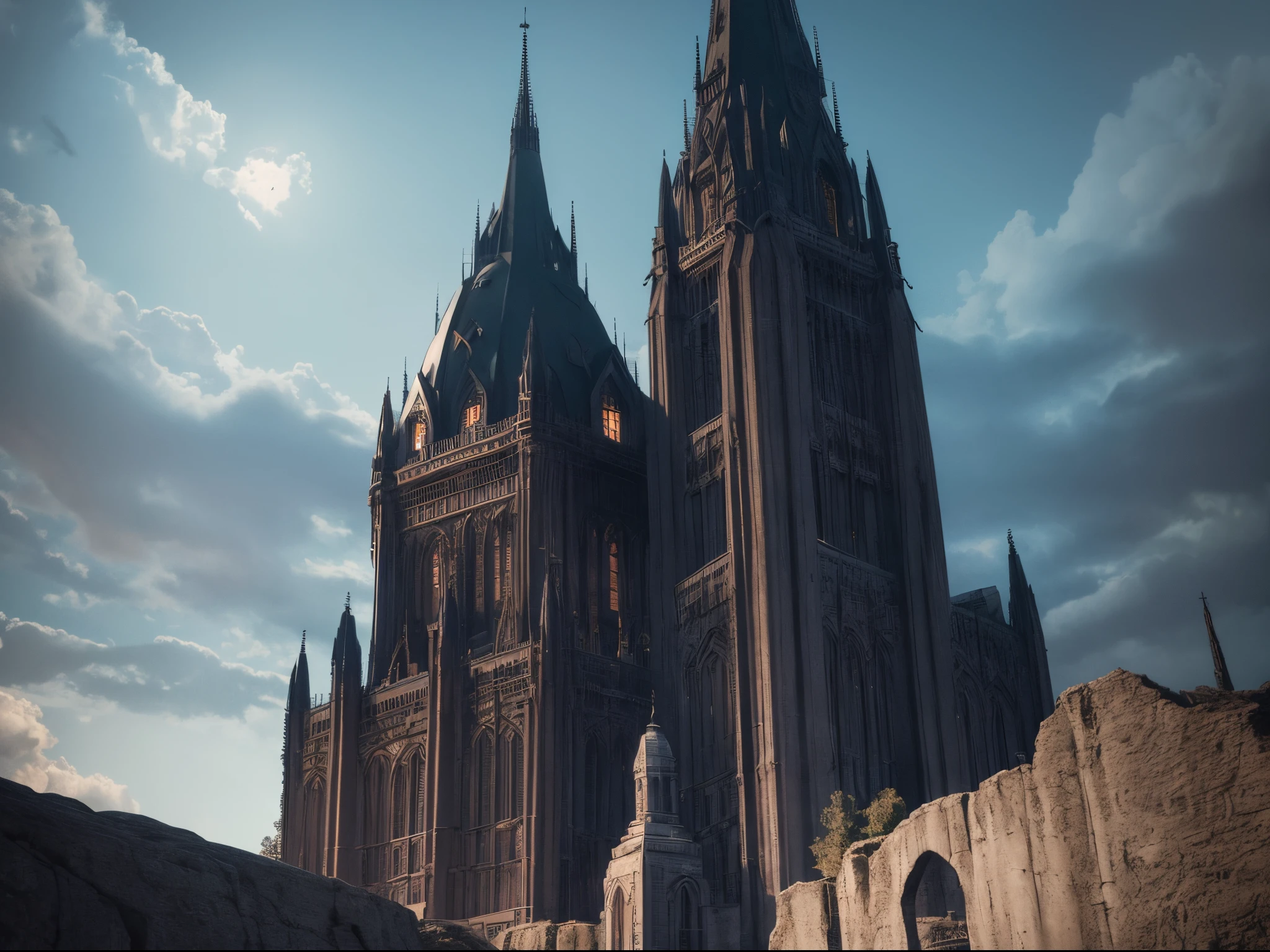 Infuse a gothic and dramatic atmosphere into the scene, portraying the crew of the Enterprise NCC-1701 in a mysterious and cosmic setting. Reference the gothic art of Caspar David Friedrich or Francisco Goya.