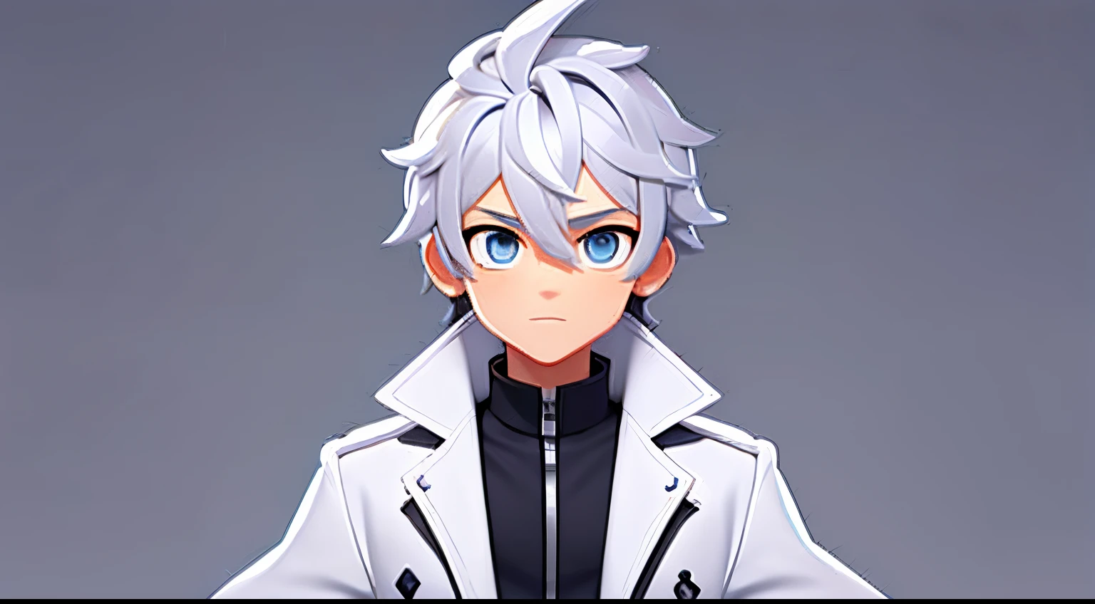 IP role,A boy with,Cool and fashionable personality,with silver color,frontage,White background