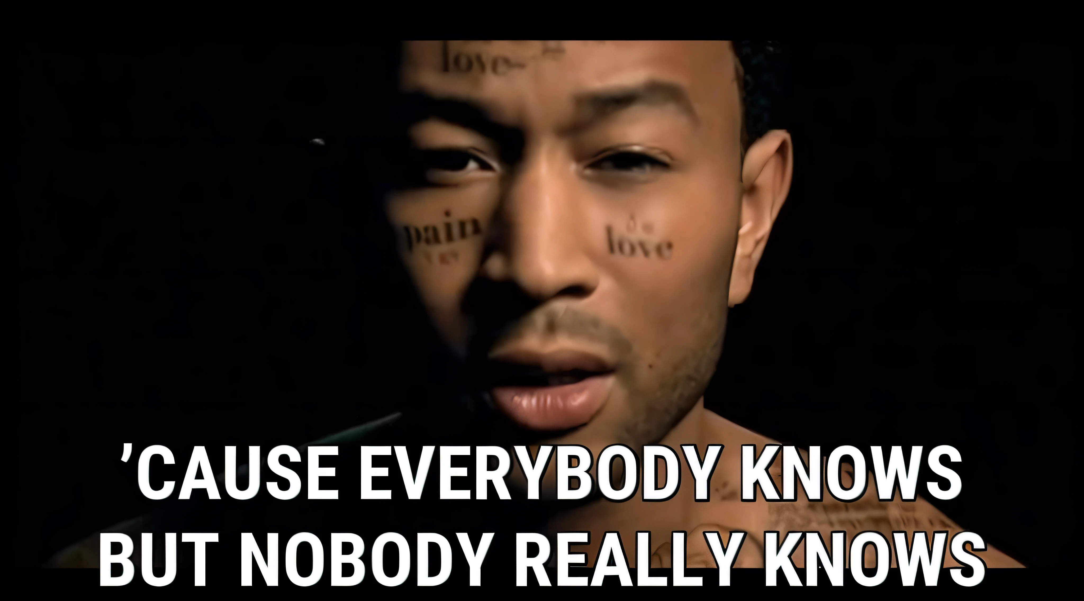 a close up of a person with a tattoo on their face, nobody, super realistic”, nobody here, you know, hyper realistic ”, hyper realistic”, ultra realistic ”, ultra realistic”, childish gambino, very real, goes hard, really, childish, hyperrealistic ”, hyperrealistic”, intense knowledge, oh yeah, realistic ”, realistic”, absolutely, just, high quality screenshot, and