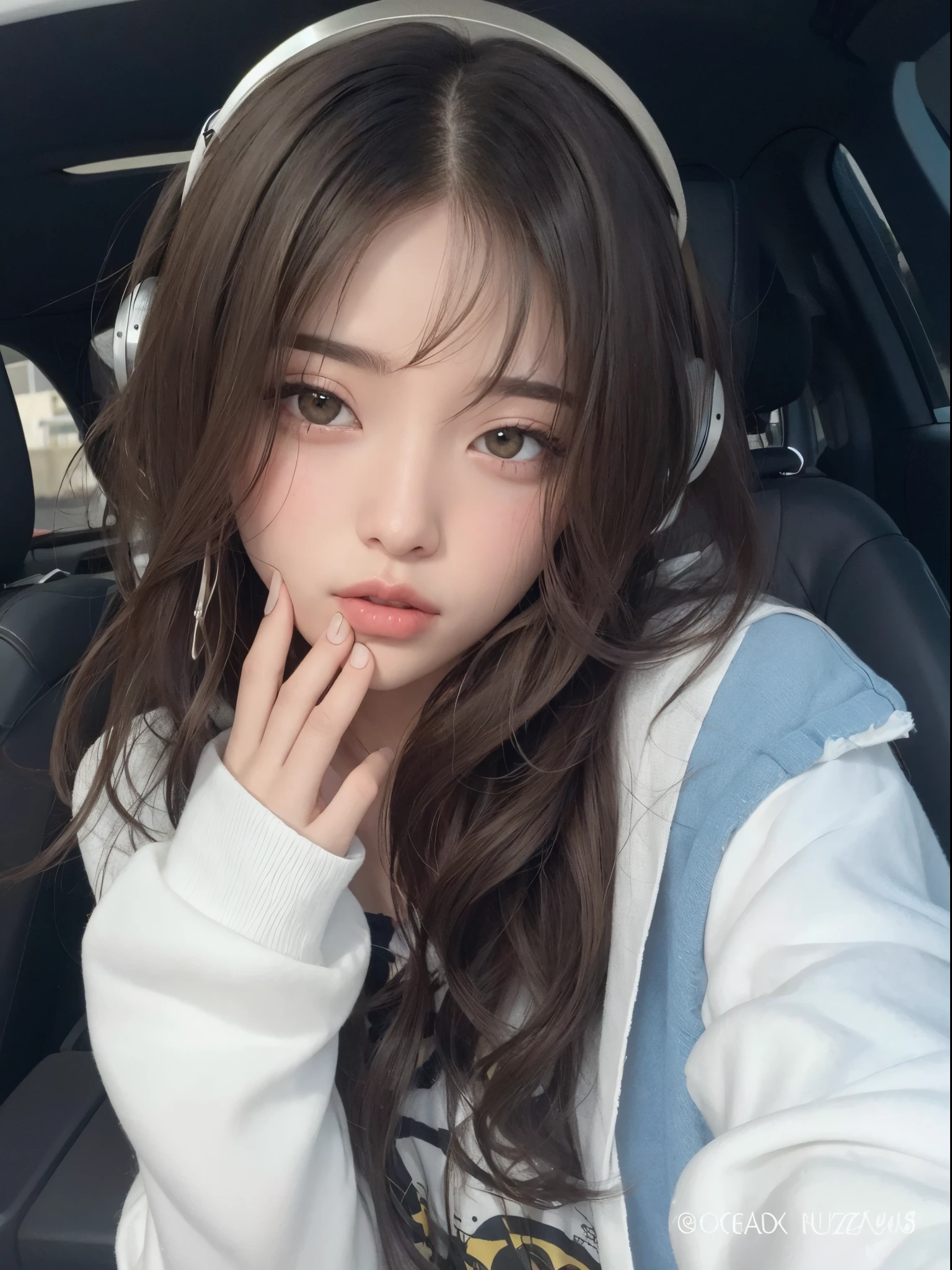 Mujer arafed con pelo rizado y auriculares sentada en un coche., con cabello largo y rizado, ulzzang, flequillo rizado, Cabello blanco rizado, con cabello largo y ojos penetrantes, Corte de pelo rizado en la parte media, rizado, con rizado largo, cabello largo y rizado, con el pelo largo, cabello largo y rizado, cabello largo rizado, cabello rizado, 🤤 girl portrait