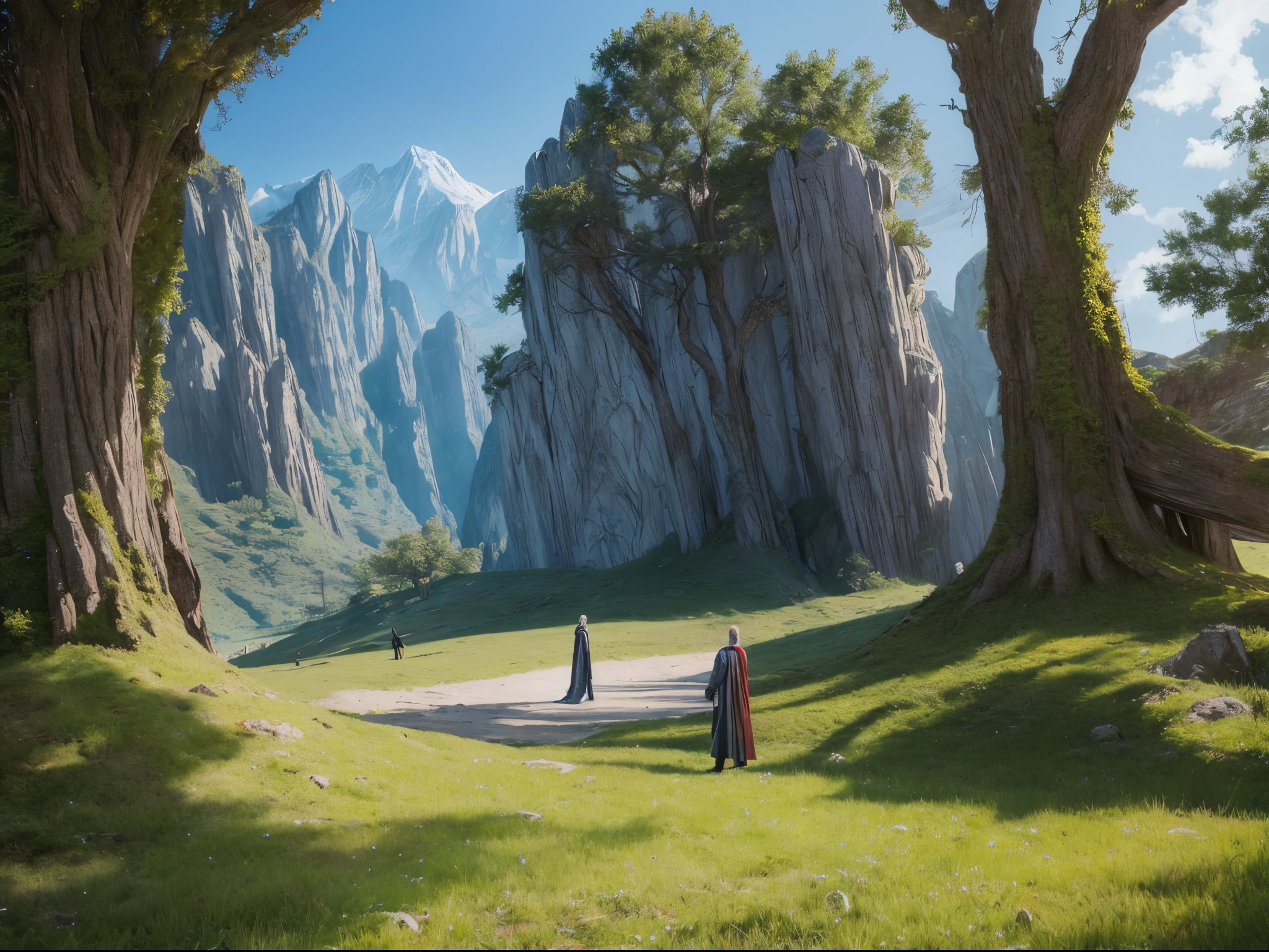 Transform the "Star Trek: The Original Series" universe into a high-fantasy realm, complete with mythical creatures, enchanted forests, and epic quests. Look to fantasy artists like John Howe or Alan Lee.