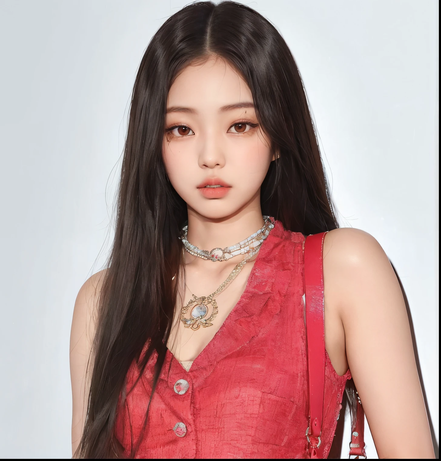un primer plano de una mujer con un vestido rojo sosteniendo un bolso, Blackpink Jennie, Jossi de Blackpink, Sha Xi, Gongbi, Retrato de Jossi de Blackpink, JIA, Parque Roseanne de Blackpink, Jisoo de Blackpink, Lulu Chen, Jisoo de Blackpink, Asian girl with long hair, Parque Ji-min, con el pelo largo, Lu ji