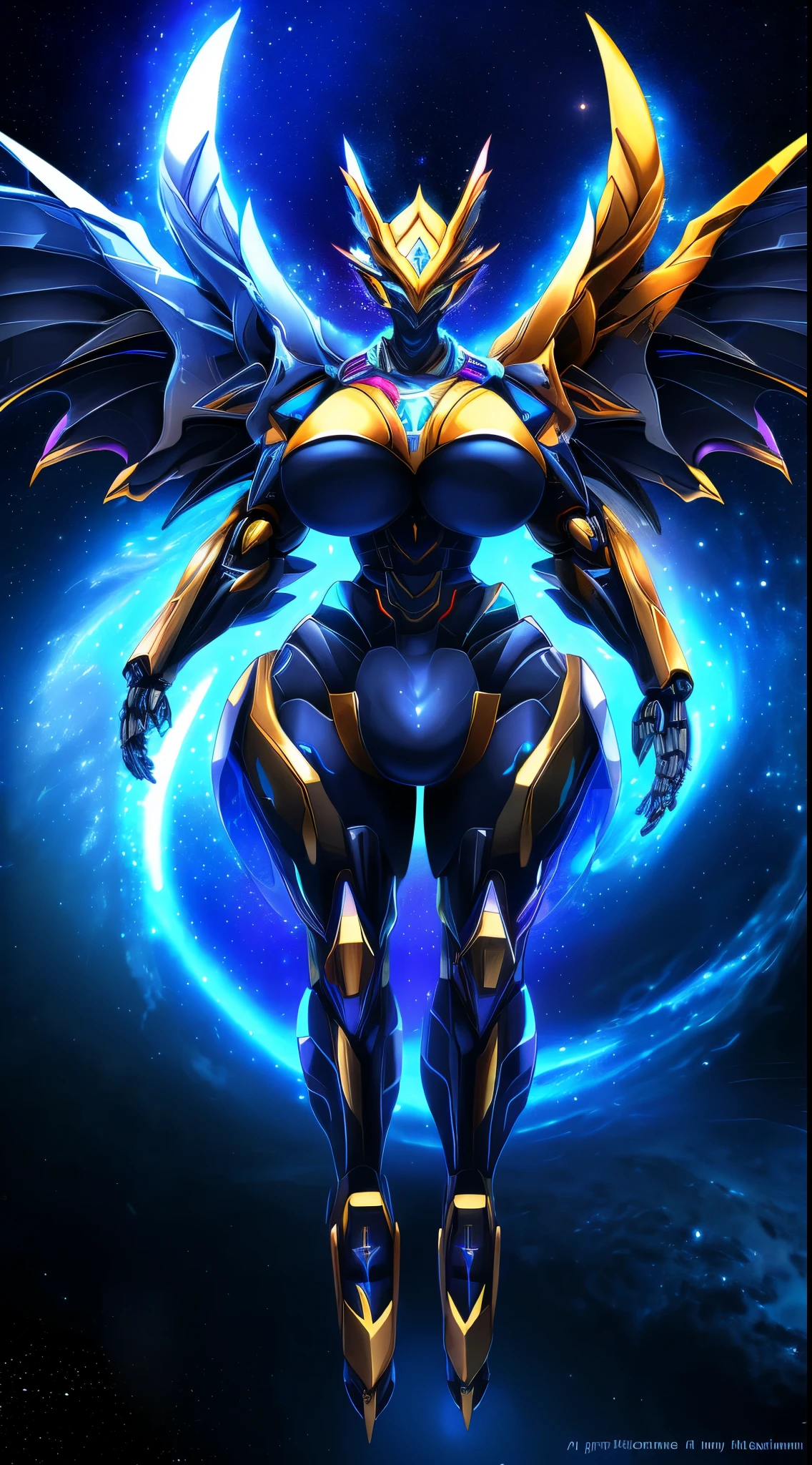 4K, High Resolution, Masterpiece, Best Quality, , [:( Facial Details: 1.2:0.2], (Mecha Legs) Big Anthro, Female, Muscular Arms, Big Crotch Bulge, Big Boobs, Massive Boobs, Revealing boobs, Muscular Thighs, Thick Thighs, Wide Hips, Spread Legs, Robotic Legs, Colorful Exoskeleton, (Bird-like Wings: 1.4, Mechanical Wings: 1.5, Metal Wings: 1.4), Revealing, Cosmic halo, Angel halo, Dragon horns, Heavy armor, Extreme Cosmic Storm Style, Translucent and Reflective Skin,surrealistic,alien organisms,shimmering colors,transcendent,glowing celestial bodies,intertwining patterns,otherworldly creatures,mesmerizing landscapes,extraterrestrial scenery,ethereal light,captivating deep space,intense contrast,cosmic energy,glistening starry sky,interdimensional portal,supernatural phenomenon,unfathomable beauty,awe-inspiring,cosmic rays,divine intervention,cosmic debris,expansive universes,distant galaxies,galactic travel,hypnotic motion,stellar vistas,luminous nebulas,majestic constellations,mysterious forces,celestial harmony,spectral visions,cosmic revelation, The world's best picture quality of ultra-8K, digital drawing