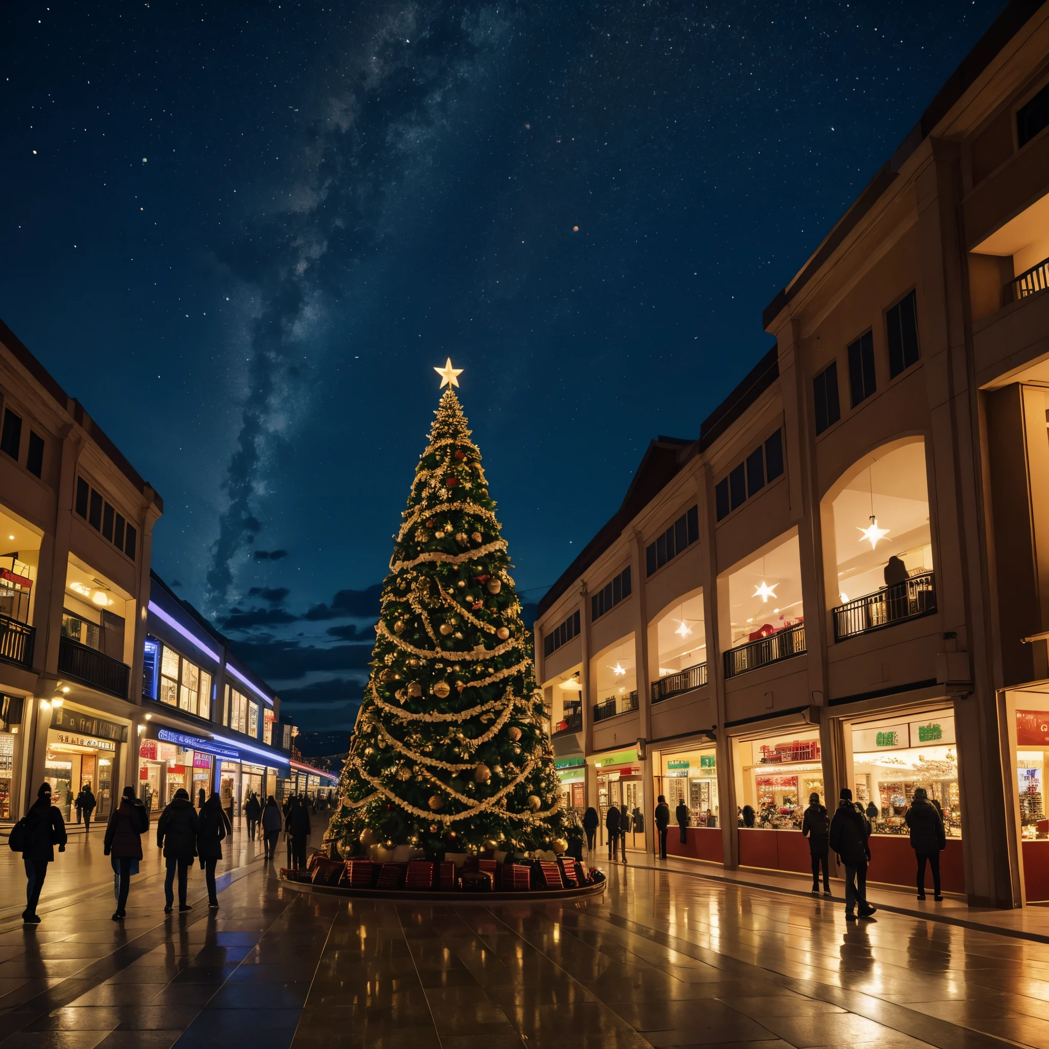 Christmas mall at night