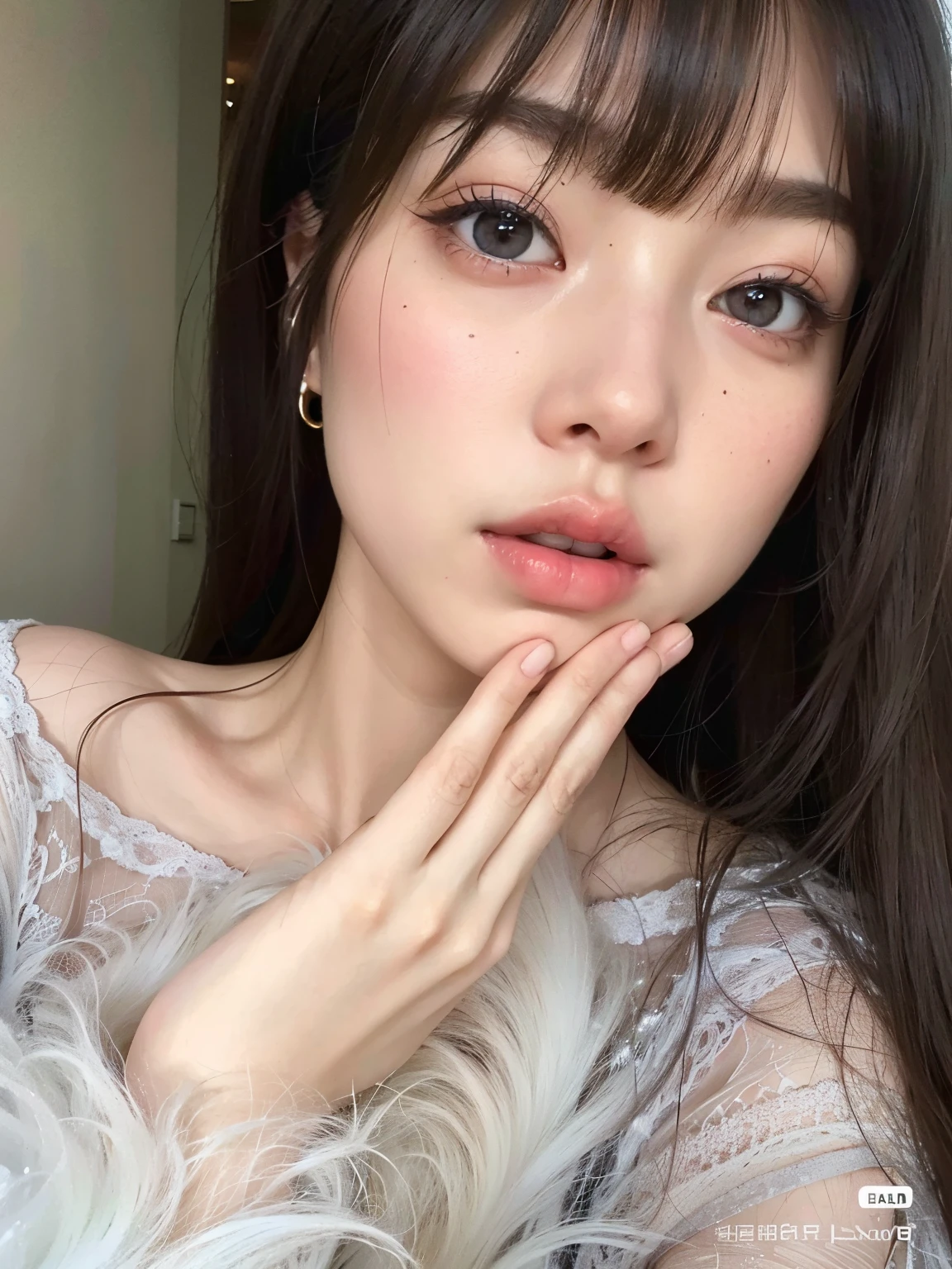 a close up of a woman with long hair and a pink dress, girl cute-fine-face, cute natural anime face, clear cute face, ulzzang, cute-fine-face, cute - fine - face, with cute - fine - face, beautiful aesthetic face, lovely delicate face, beautiful japanese girls face, with cute doting eyes