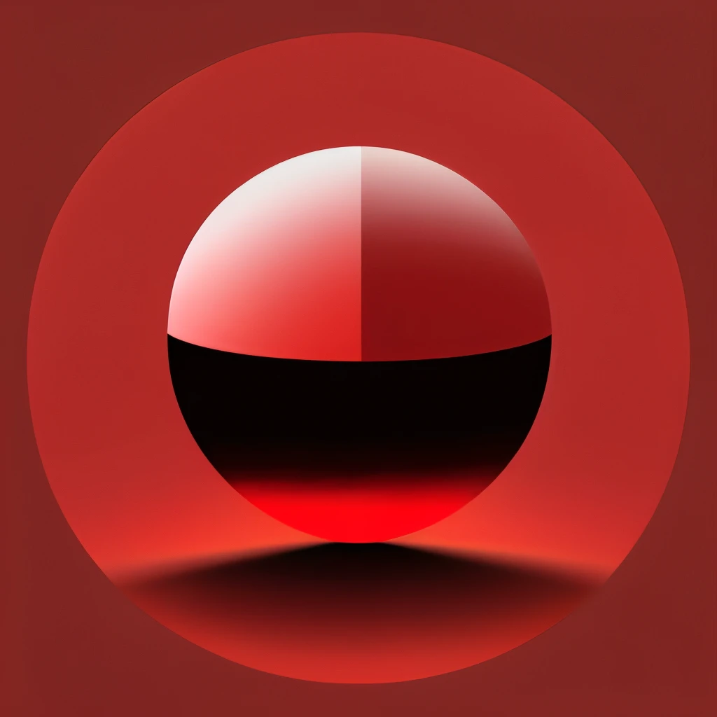 minimalistic background，There  a spherical silhouette in the middle，deep red background，Ultra low brightnesedium saturation，Dim light and shadow