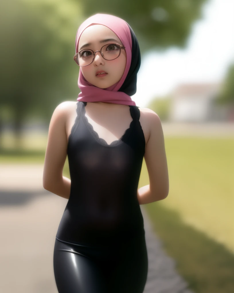 (((HIJAB MALAY GIRL))), masutepiece, High quality, UHD 32K, Realistic face, Realistic skin feeling , A Japanese Lady, , Little Girl and baby-like face, (((FLAT CHEST))), (MATRIX WORLD), ((look In front at the camera and SADNESS)), (((LITTLE GIRL))), (((CUT((PINK NIPPLES)), ((TRANSPARENT)), ((RED LIPS)), ((LACE)), ((TRANSPARENT)), ((SPECTACLES)).