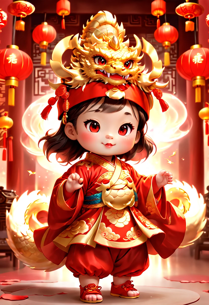 Game character design,3D character rendering,(((Vector illustration style))),((1 girl,The image of the God of Wealth Baby can be designed as a child wearing a gorgeous Chinese red costume,Clothes can be embroidered with golden cloud and dragon patterns,Shows the meaning of wealth and prosperity)),((The facial expression of the God of Wealth Baby kind and confident,The eyes are full of wisdom,the corners of your mouth rise slightly,It gives a sense of reassurance)),((The God of Wealth baby holds an ingot of gold ingot,Symbolizes good fortune),((The God of Wealth’s hair can be designed into a red official hat,A ruby can be set in the hat,Demonstrate authority and dignity)), (((The stands up,Chinese Xiangyun cloth shoes: 1.8, Glowing lines or red LED light effect))), (Full body shot: 1.5), ((Chinese element background,Auspicious cloud background)), (pov, first-person view, Ghibli-like colours, Luminism, cinematic lighting, UHD, masterpiece, ccurate, anatomically correct, textured skin, super detail, high details, high quality, award winning, best quality, 16k), Pop Mart blind box, 3Drenderingof