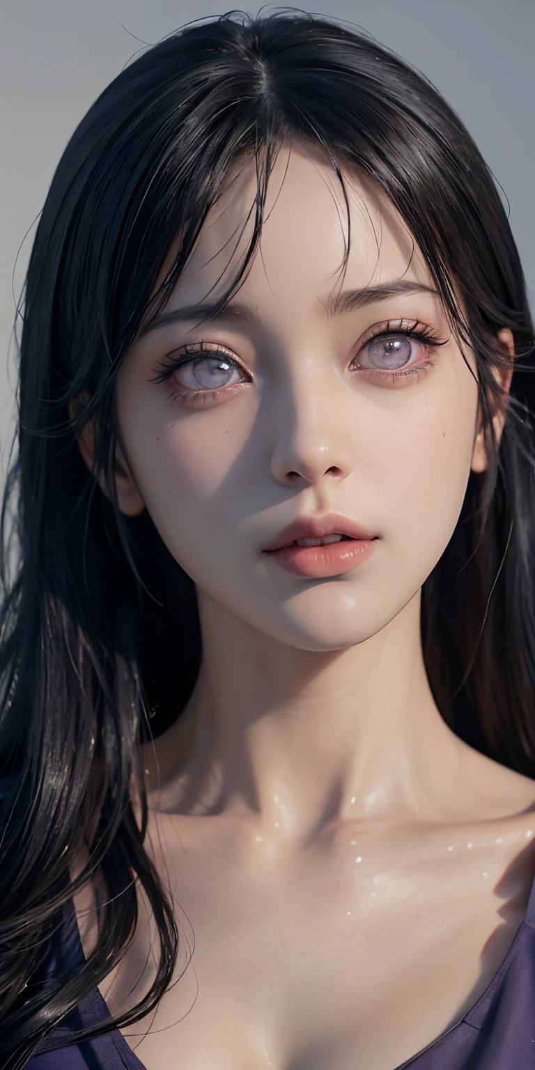 photorealistic, high resolution, soft light,1women, solo, hips up, shinning skin, (detailed face), jewelry, tattoo , Hinata, beautiful face, detail face, realistic face, purple eyes, detail eyes, realistic eyes, pink lips, realistic lips,Best Quality, Masterpiece, Ultra High Resolution, (Realistic: 1.4), Original Photo, Side Light, Fine Beautiful Eyes: 1.2, Masterpiece* Portrait, Realism, 1 Girl, Ultra Detailed , perfeck ,Hinata Hyuga ,photo realistic,anime realistic,realisticstayl,