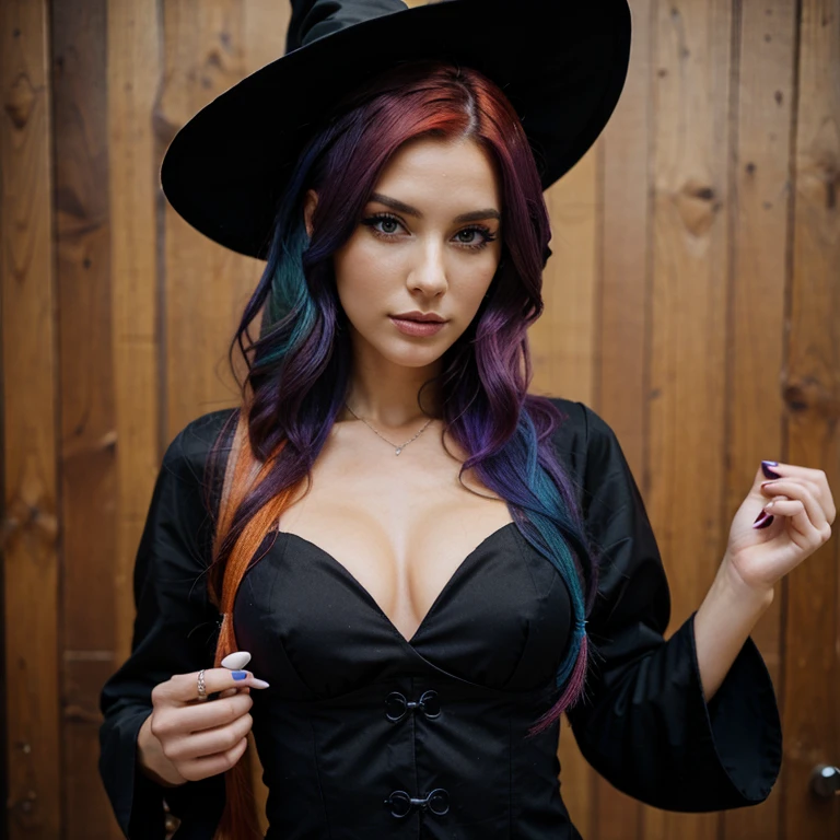 Model witch women with colorful hair