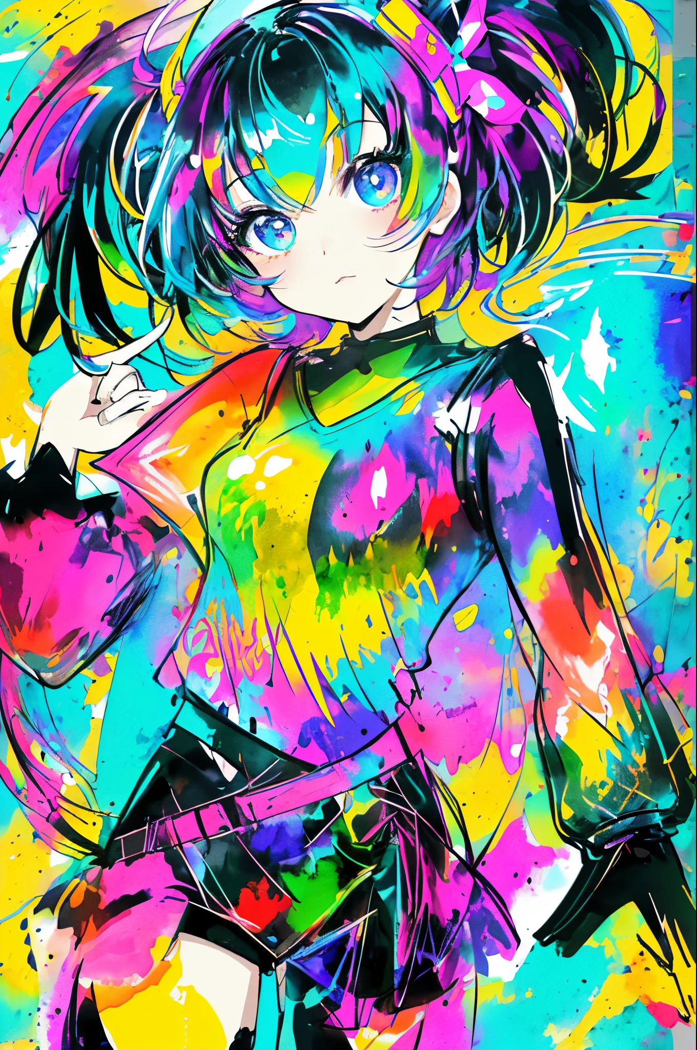 (Very bright:1.1), black backgrounds, [1girl in:7], (tilt of the head:1.2), ([Sketched|watercolor paiting\(midiam\)]:1.15), (Inkblot:1.1), (a pale:1.2), chaotic abstract background, vector trace, Gradient Blending, vivd colour, magnifica, ighly detailed, Convoluted, (Extremely low contrast:1.4)