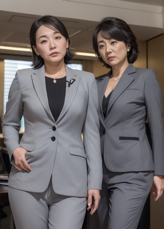 (((1 Japanese 40-year-old woman))), ((Sagging under the eyes)),(((nasolabial folds))),独奏,masutepiece, Best Quality, Photorealsitic, super detailed skin, Sharpen, Perfect Anatomy,Inside the city,Anatomy,独奏,Longhaire,((old body)), Sagging udder) (thick waist),(flabby body),(((Slender figure))),bunk butt,Serious look,Mature AV Actress, glamor, A sexy,(((Fair skin with many wrinkles))),small diamond necklace,(((Gray Office Lady Suit))),skirt by the,(Black high heels),Staring at this,