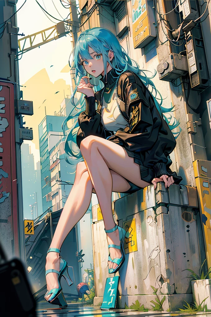 Round image,(masutepiece:1.3), (best qualtiy:1.2), (An ultra-fine illustrations:1.2), (masutepiece), High quality, high detailing,(Solo:1.4),((Round image)),[(White background:1.1)::5],[(Cyberpunk:1):5],[(Game Character Portrait:1.2):5],

{1 girl},{Solo},(((Full body))),{{{only five fingers}}},((yellow))The long-haired((Yellow and (Wiz)),Long hair,Whole body, pantyhose,look at viewr,, aqua eyes, Cyberpunk,sitting on、In the street