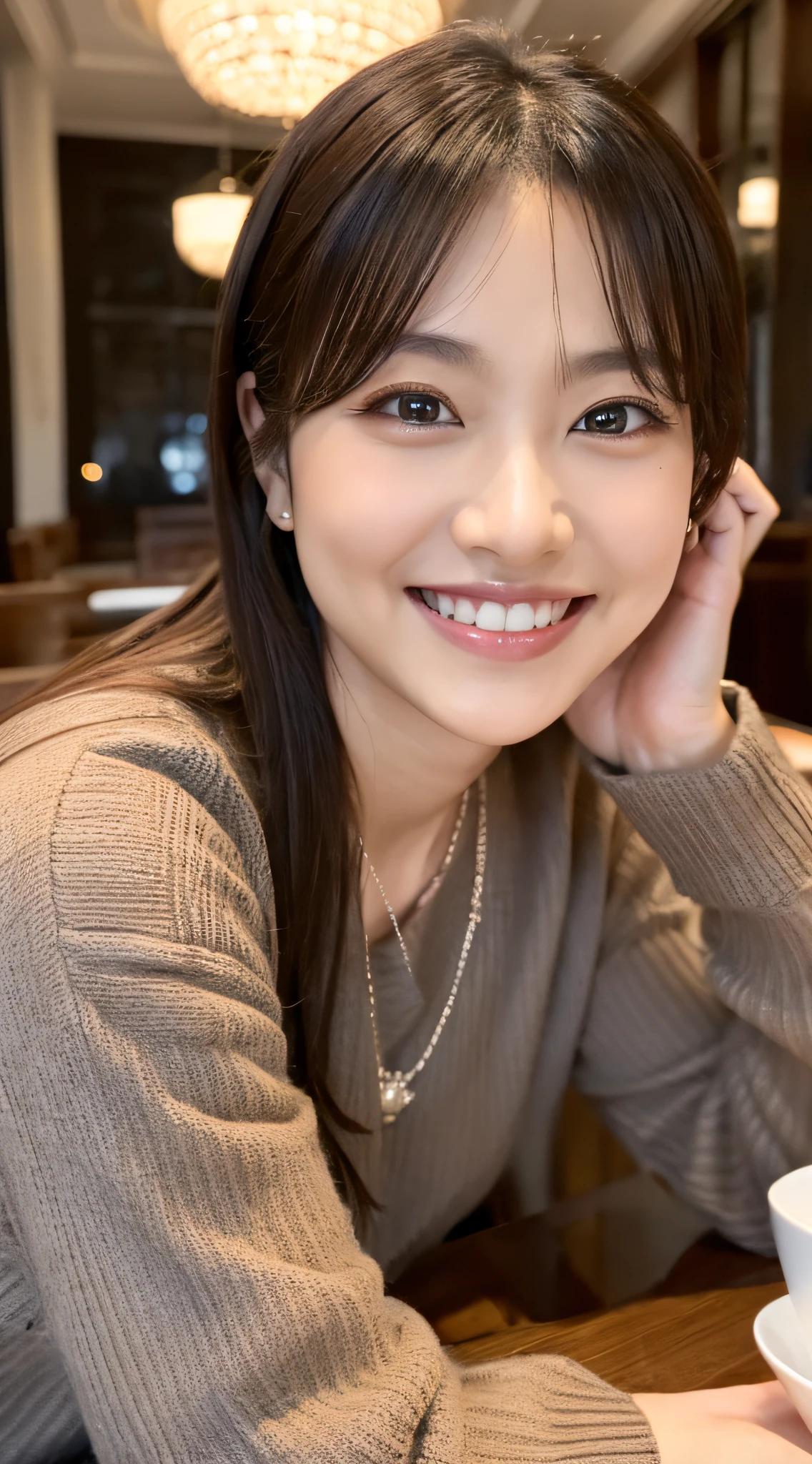 a beautiful girl, (huge Laughing:1.2), (open mouth:1.1), (Raw photo, highest quality), (8K, highest quality, masterpiece: 1.3), Super detailed, super resolution, working at a Furniture store
