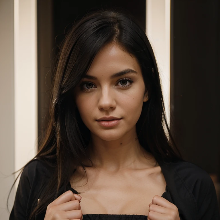 A blonde woman in dark black hair three beautiful