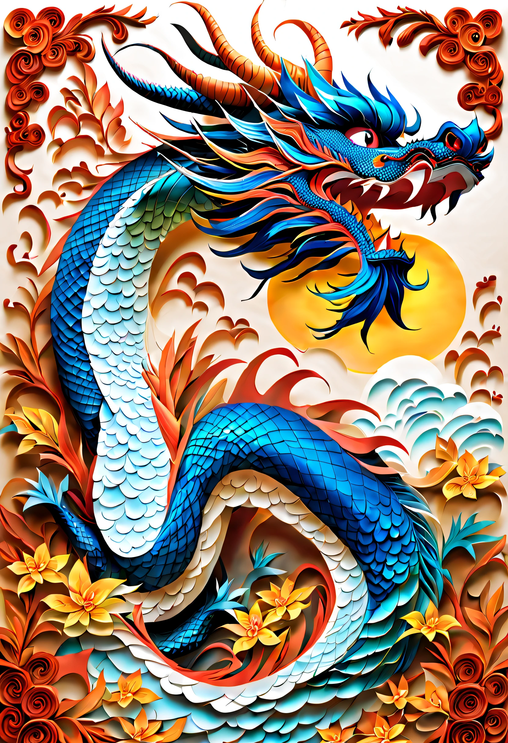 best composition、masutepiece、blue dragon、Thang Long