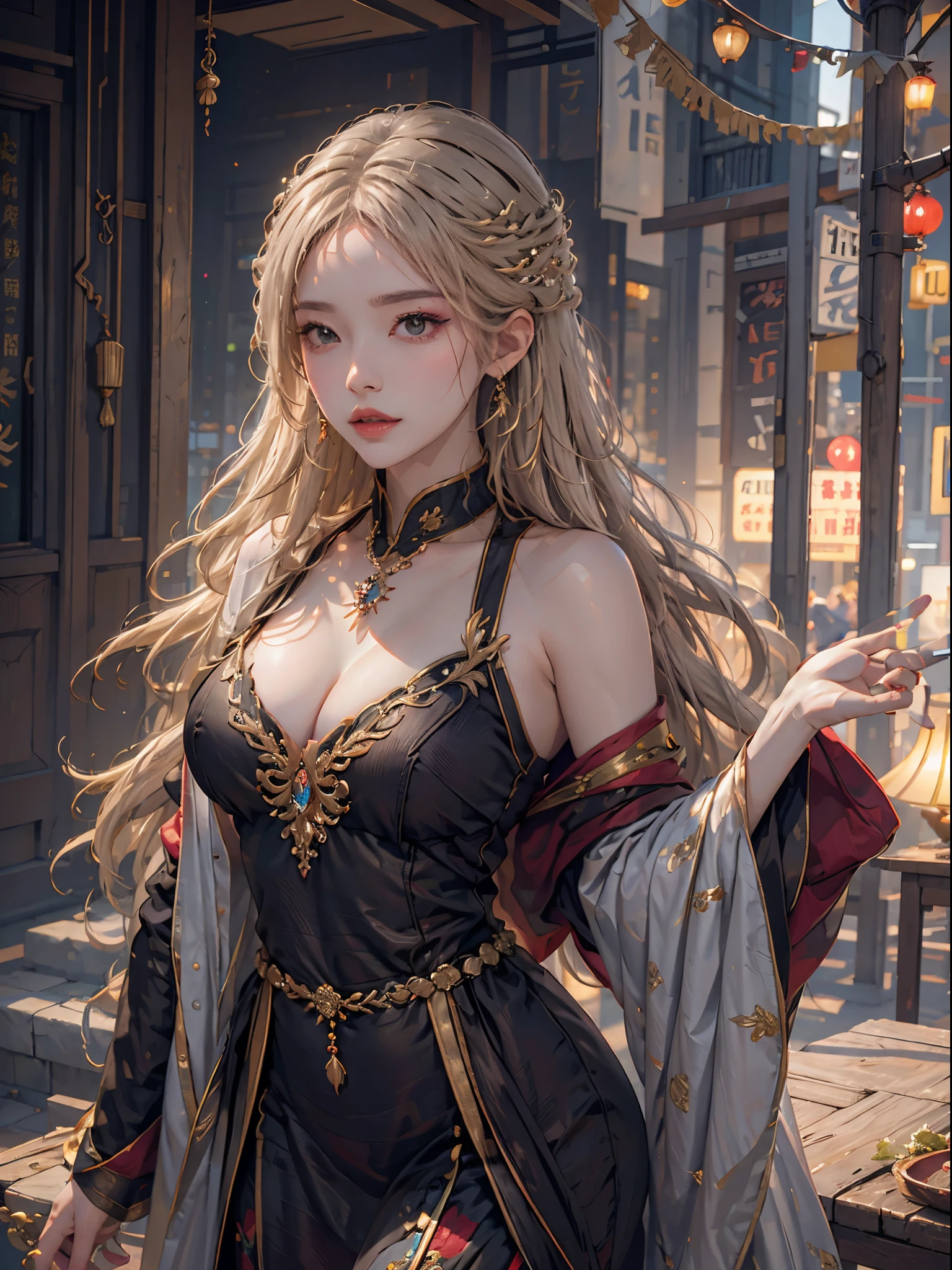 Young woman with long, wavy, pastel colored hair、Sitting gracefully in an elaborate fantasy-themed gown。Gowns、There is a mix of red colors、Adorned with glittering embellishments and a large bow on the bust。She has big fluffy cat ears on her head、Matching soft and fluffy tail。Her eyes are large and expressive、A calm and attractive look。The scene is softly lit with a magical, dreamy atmosphere.、It highlights her smooth skin and the intricate details of her outfit。She accessorized with delicate jewelry, including a butterfly hair clip.、It adds to the whimsical nature of her look.。The background is soft and blurry、Enhances the ethereal feel of the image。
Large Breasts、Random sexy poses、Large Breasts、smile