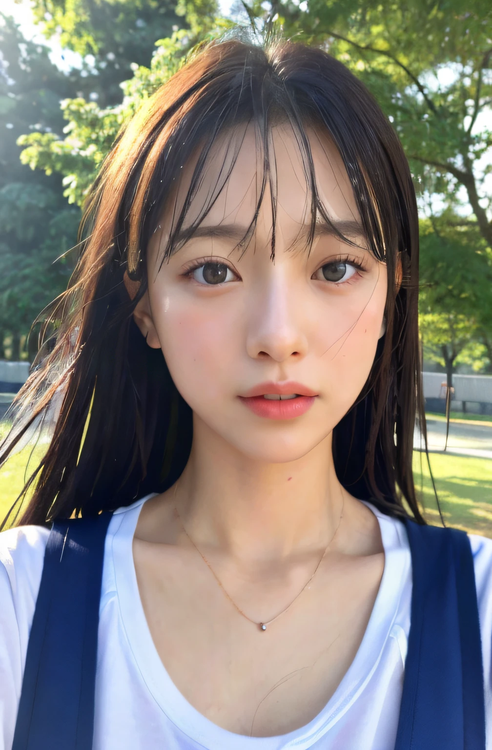 (1girll:1.3), 独奏, (((very vey very detailed face))),((very detailed eyes and faces))),beatiful detailed eyes,Body parts__,offcial art,Unified 8k wallpaper,ultra-detailliert,Beautiful and beautiful,big breasts beautiful,tmasterpiece,best qualtiy,primitive,tmasterpiece,ultra fine photos,best qualtiy,超高分辨率,photorealistic realism,rays of sunshine,full-body portraits,stunningly beautiful,,dynamicposes,Goose egg face,Peach blossom eyes,年轻,Simple and kind,The humble look in the eyes makes one can't help but profane,Bigchest,Vibrant eyes,(From the front side), Very detailed campus background with grass and trees, 详细的脸,detailed complex busy background,Untidy,opulent,milkyW,highly detailedskin,Realistic details of skin,Visible pores,Clear focus,volume fog,8K UHD,digital SLR camera,high qulity,filmgrain,White skin of the,photo-realism,DL,A huge metropolis of the dystopia of the future, semi transparent,Realiy,Shen Youchu