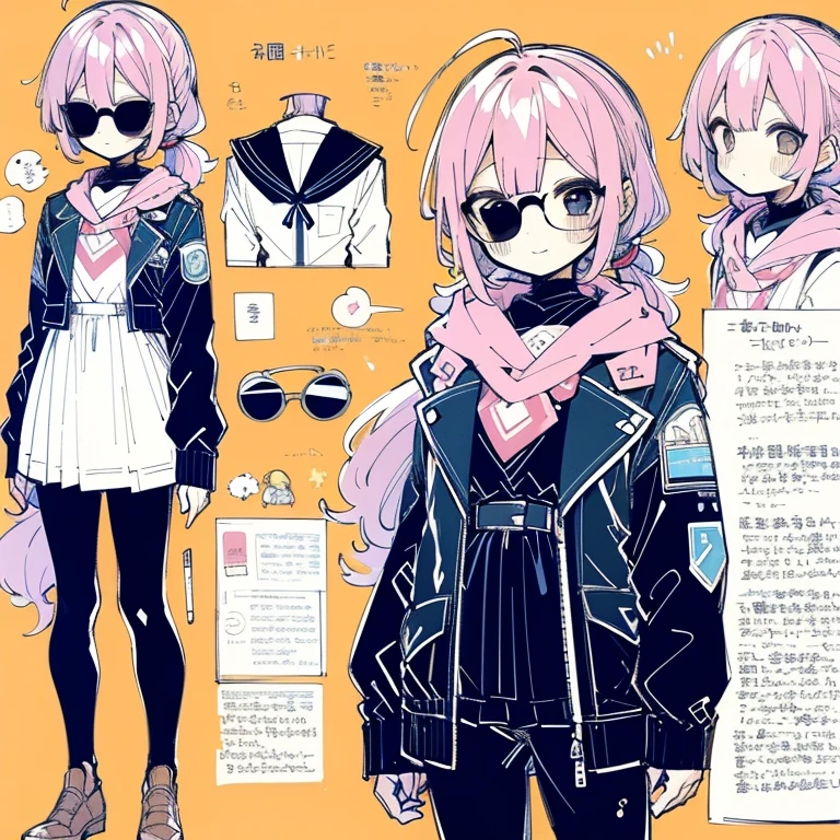 petite girl, robot horse,Type sheet, Character Sheets, Three types,Shot Full Body,Game Character Design,than a little flying moon,Girl in sunglasses and beans,Victorizo ∨TSE∨,Orange background, Stylistic expression, inspired by Alphonse Mucha, A lot of style, flat shading flies, Abstract art, neon colors, official arts, Line chart sketch, symbol-shaped pupils,luna. bouquet, Separating elements), watercolour,illustartion,Realistic,Harmonious colours,natural lighting, vine、Cowboy shot, , Sleeves, Trimmed with ribbons,Detailed Face, 1girl in, ((Character information)、(Chara Leaf)、Type sheet, Character Sheets, Three types,Shot Full Body,Game Character Design,Colorful, Bright, hairlong, pony tail